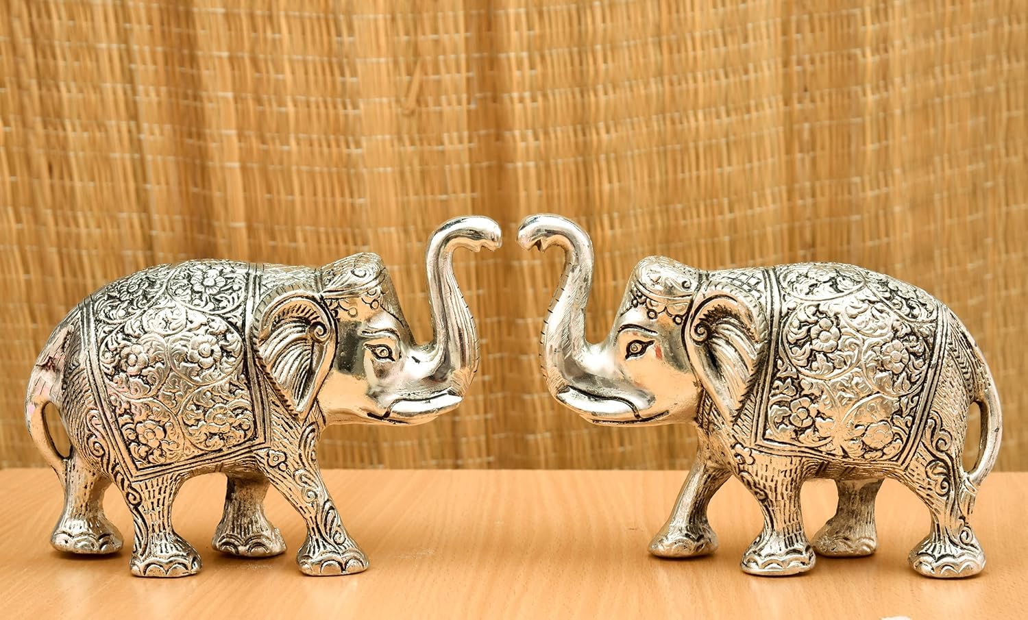 Metal Elephant Showpiece (Silver, Pack of 2) | 3-Inch Animal Figurines for Home & Office Table Decor | Decorative Metal Elephant Statue | Gift Article for Housewarming-image-14