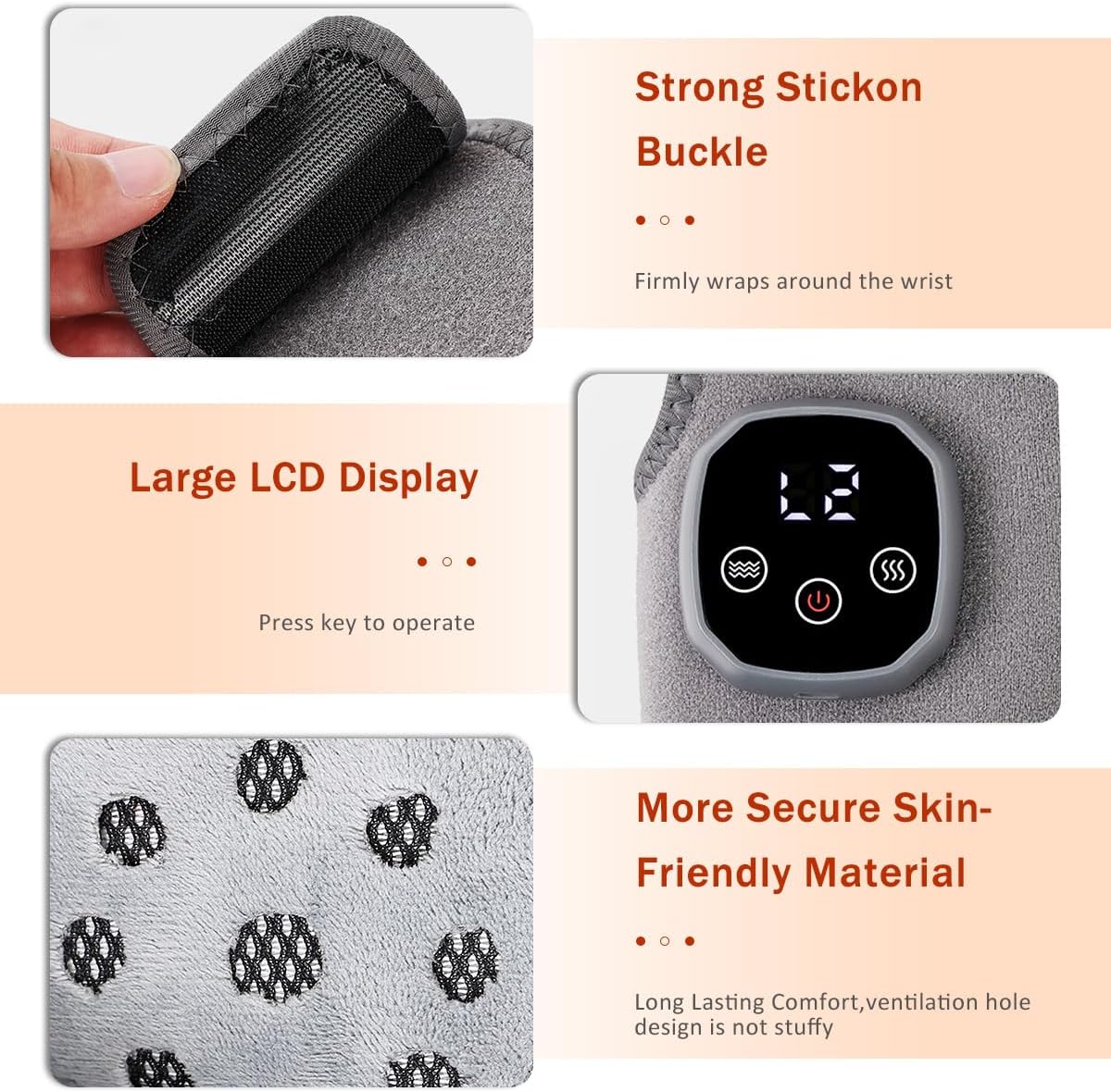 New Triple Method Massager, Electric Foot and Ankle Massager Heated Wrap with 3 Vibration Modes & 4 Heat Levels, Smart Timer, Cordless Portable Design for Home, Travel Use (grey-1pack)