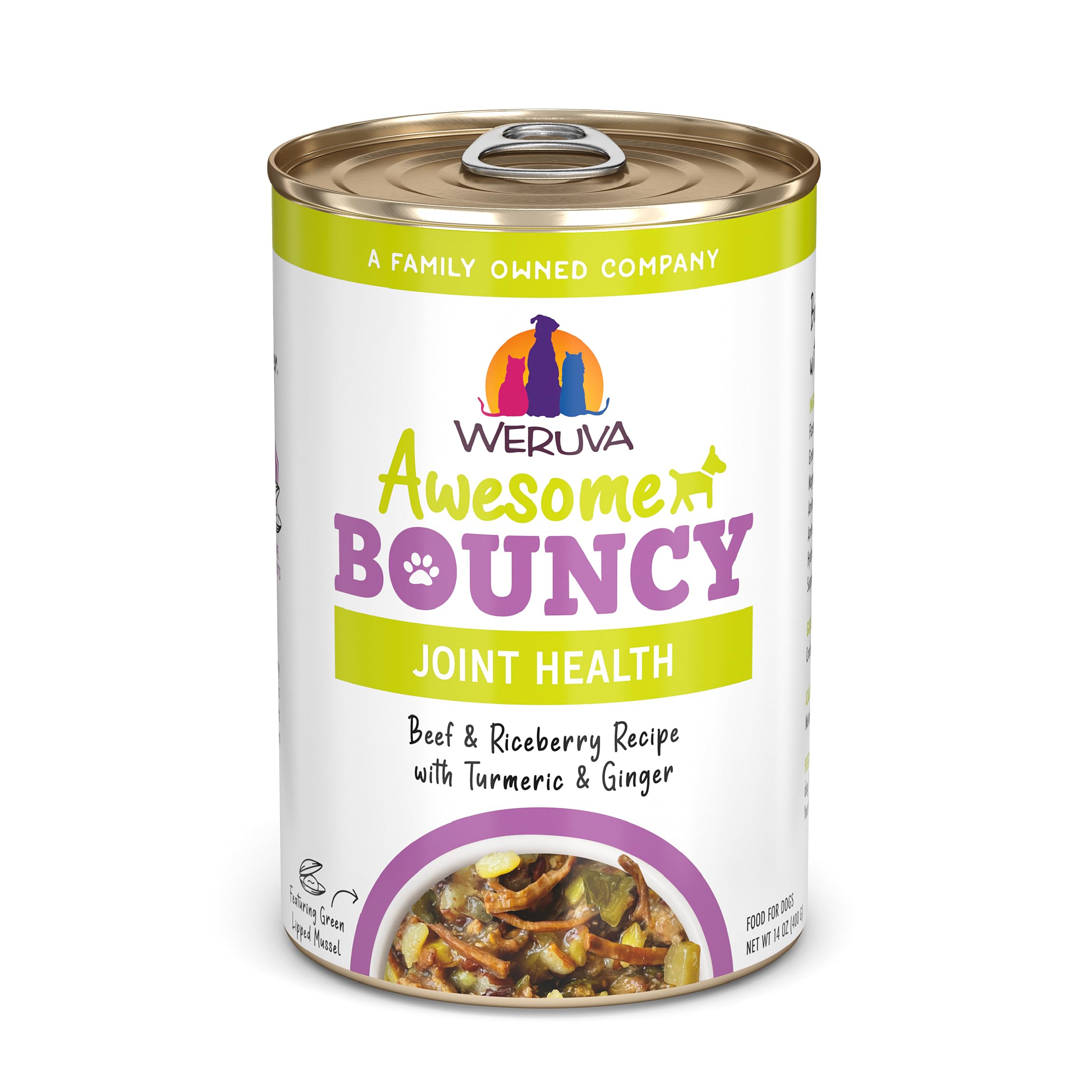Weruva Awesome Bouncy Wet Dog Food, Beef & Brown Rice, 14oz Can (Pack of 10)