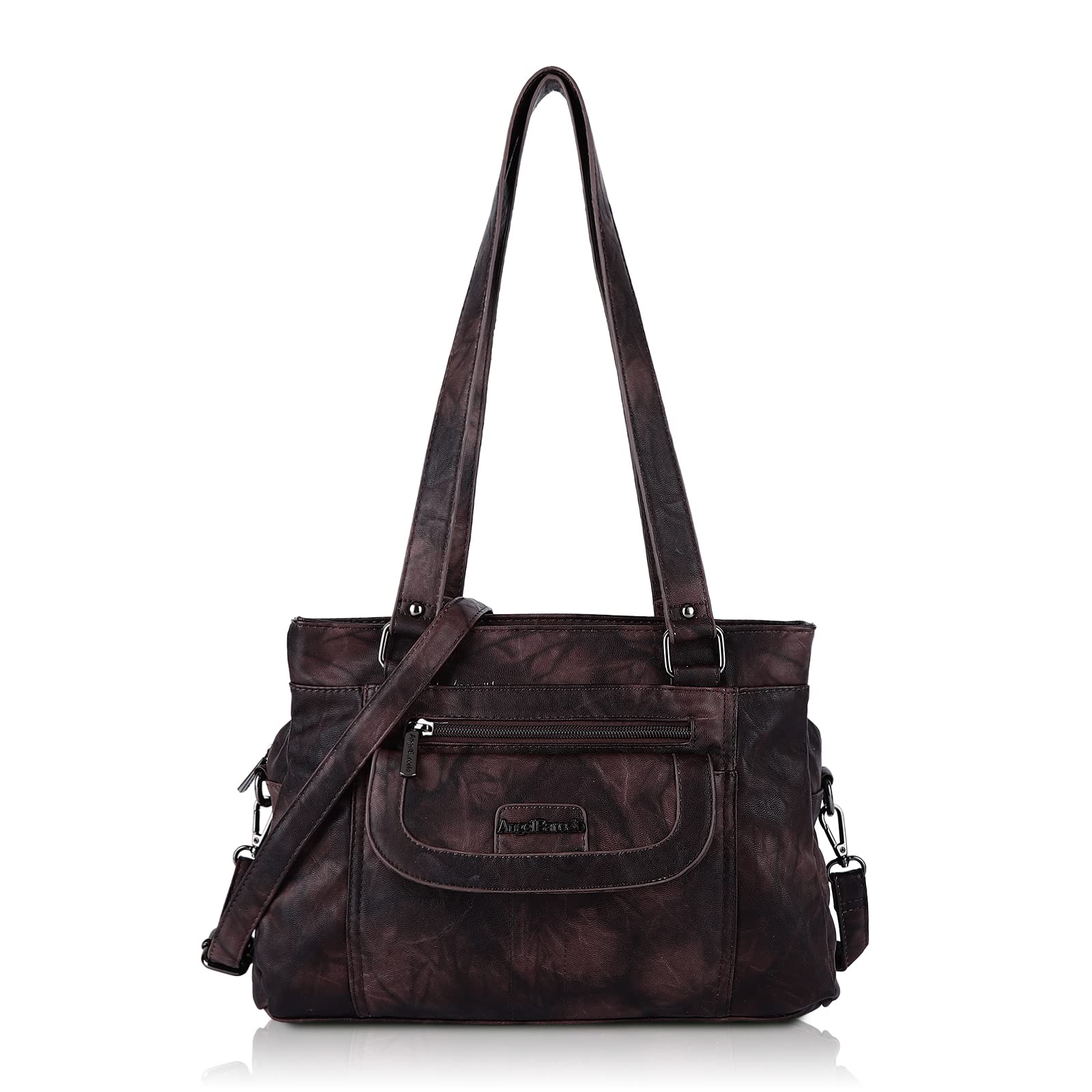 Angel Barcelo Womens Fashion Handbags Tote Bag Cross Body Shoulder Bag Top Handle Satchel Purse (Stylish Coffee)