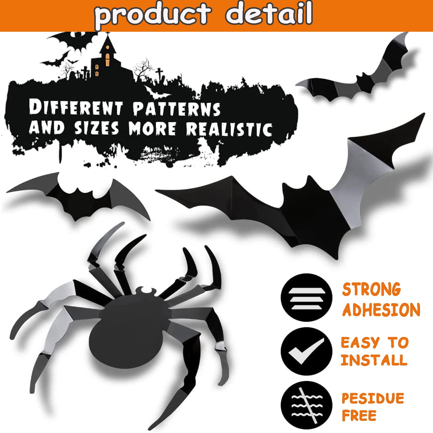 Halloween Fledermaus Deko - 3D Wandaufkleber Für Gruselige Party-Dekoration