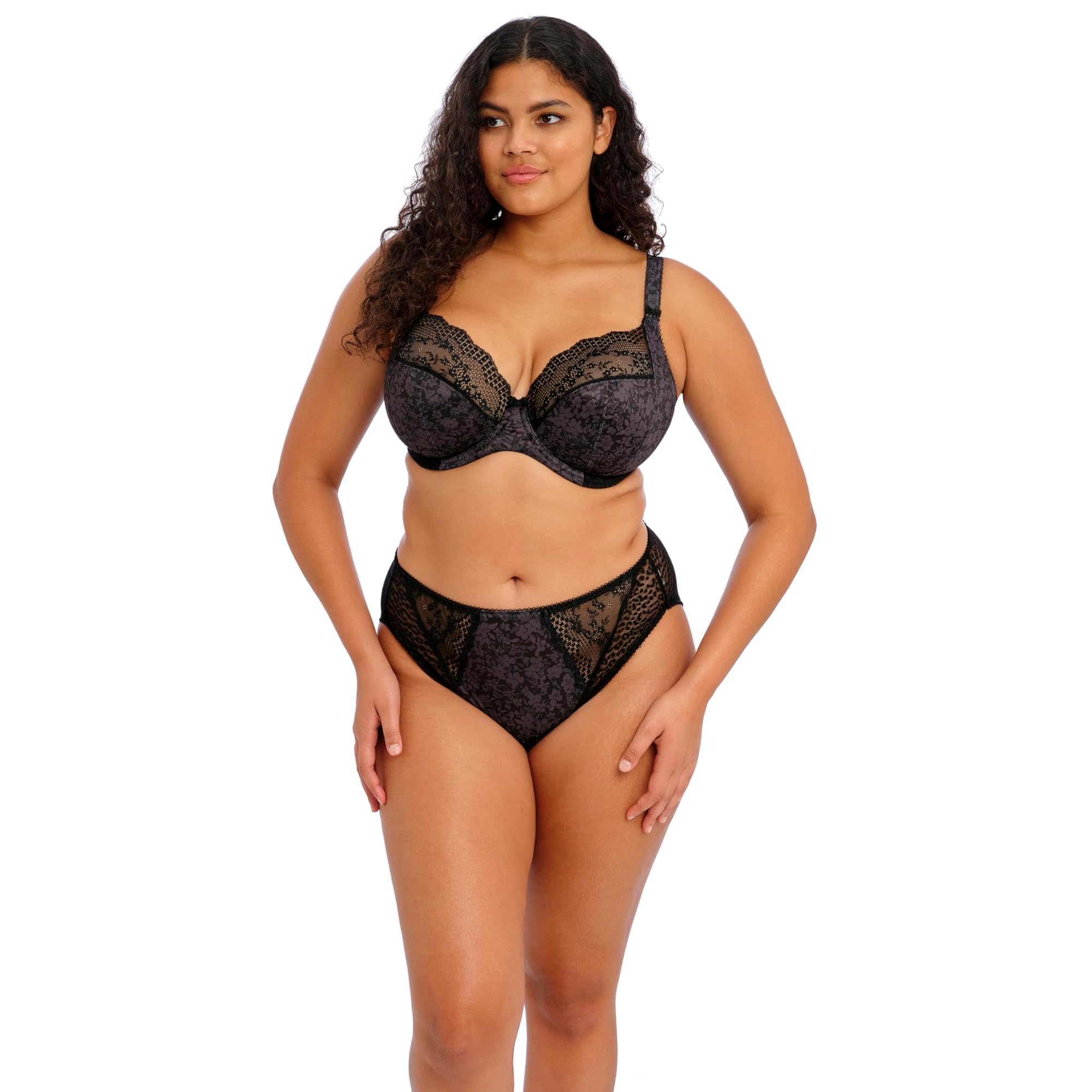 Elomi Women's Lucie High Leg Brief Bikini Style Underwear, Black, M