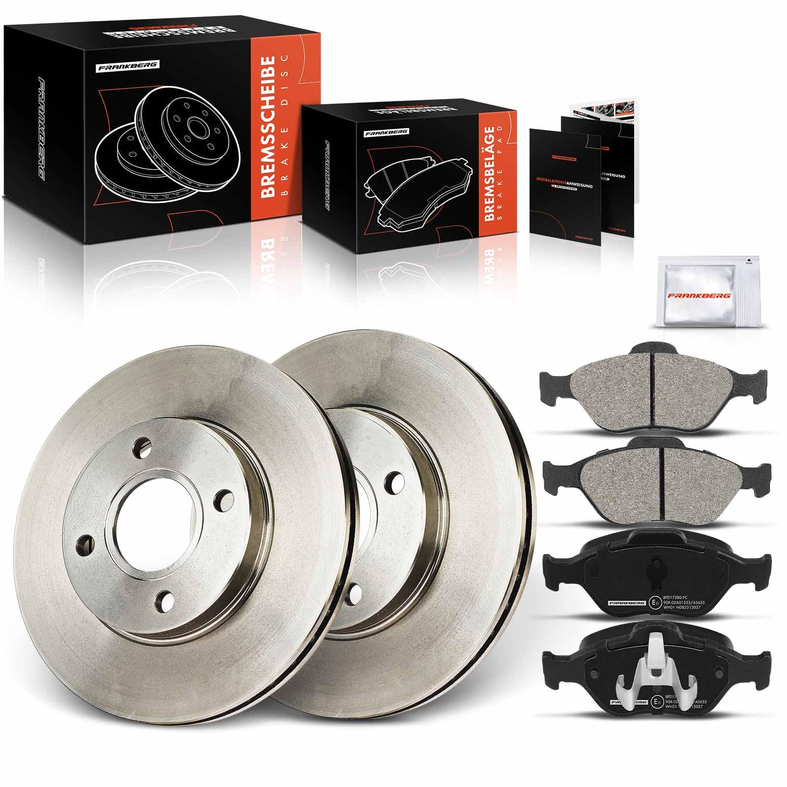 Frankberg Discos y pastillas de freno eje delantero 258 mm YS6J2K021DC | Compatible con: Furgoneta Fiesta V, Fiesta IV JA JB, Fiesta V JD JH, Fiesta Box JV, Puma EC, Calle KA RL2, 2 días