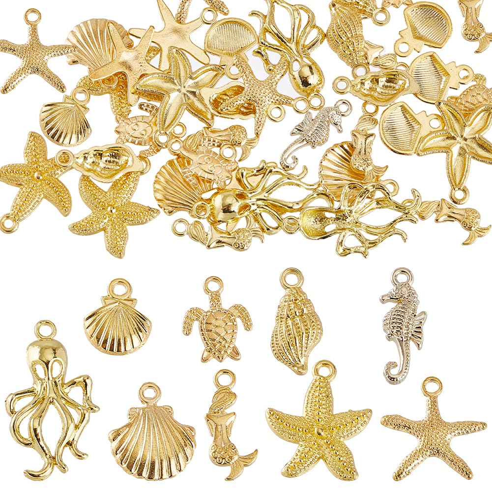 Amazon.com: SUNNYCLUE 1 Box 54Pcs 9 Styled Gold Sea Charms Ocean