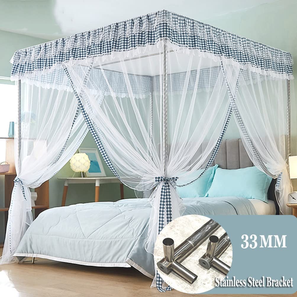 Cuna de la Cama de la Cama de Verano Mosquito Juego de Soporte de Soporte de la Red, Cortina de la Cama de Encaje romántica Alta de 2.1M, Regalo de cumpleaños para niña para Adultos (Tamaño: