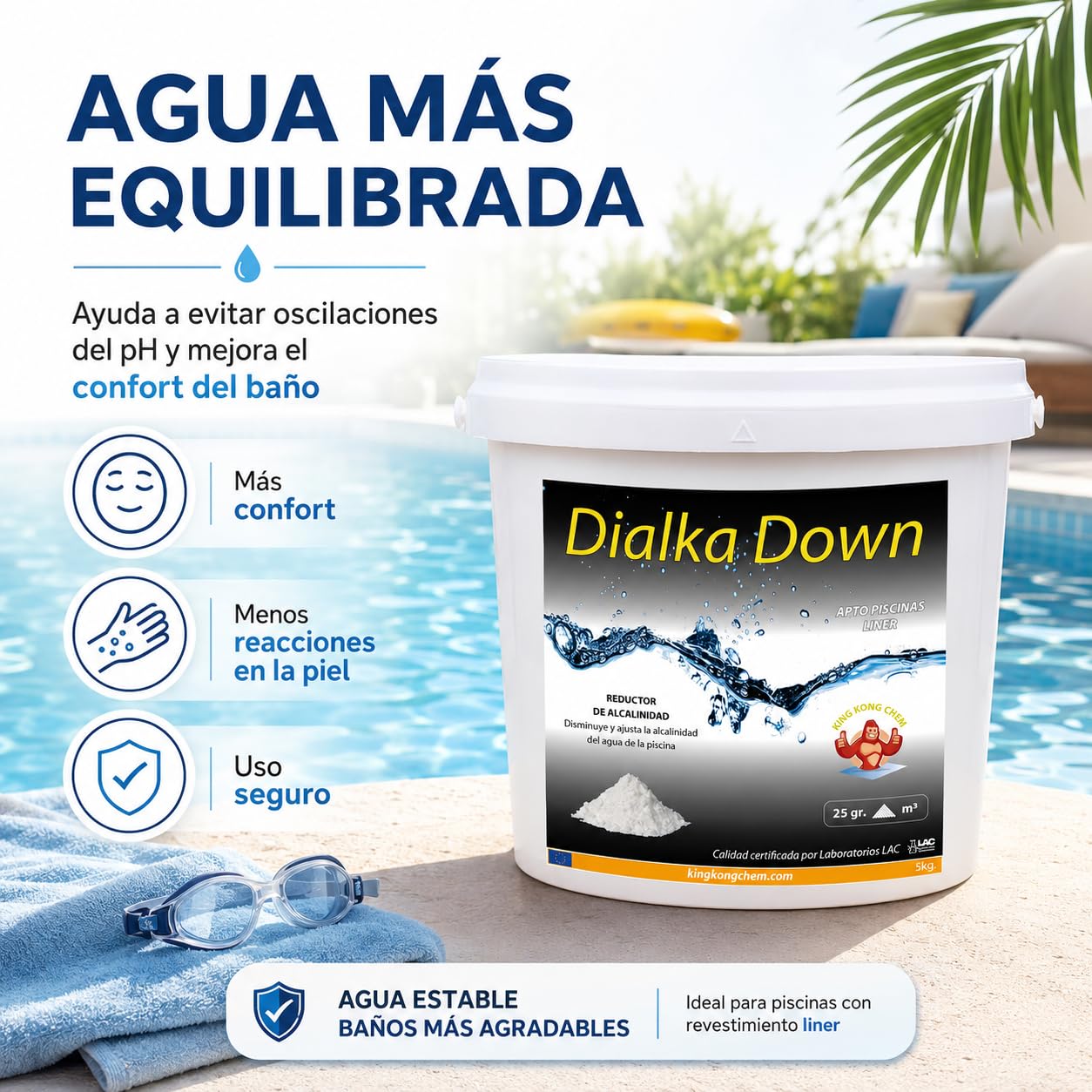 Dialka Down 5KG Reductor de alcalinidad para la Piscina y el SPA (5 kg)