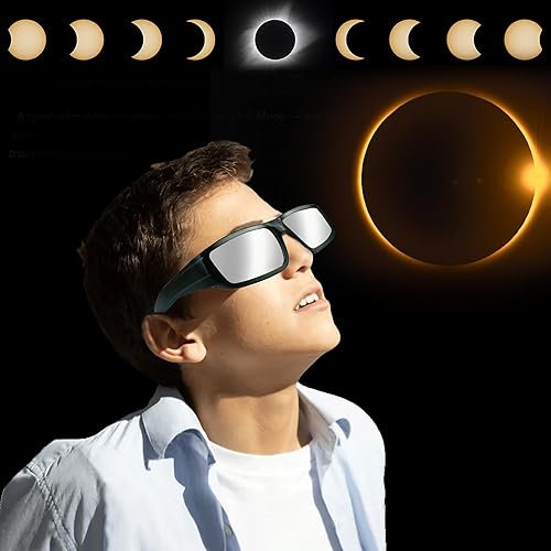 Miniatura 5 de Gafas de eclipse solar  ISO 12312-22015 (E) y certificado CE, lentes de plástico duradero para visión directa del sol (paquete de 6)
