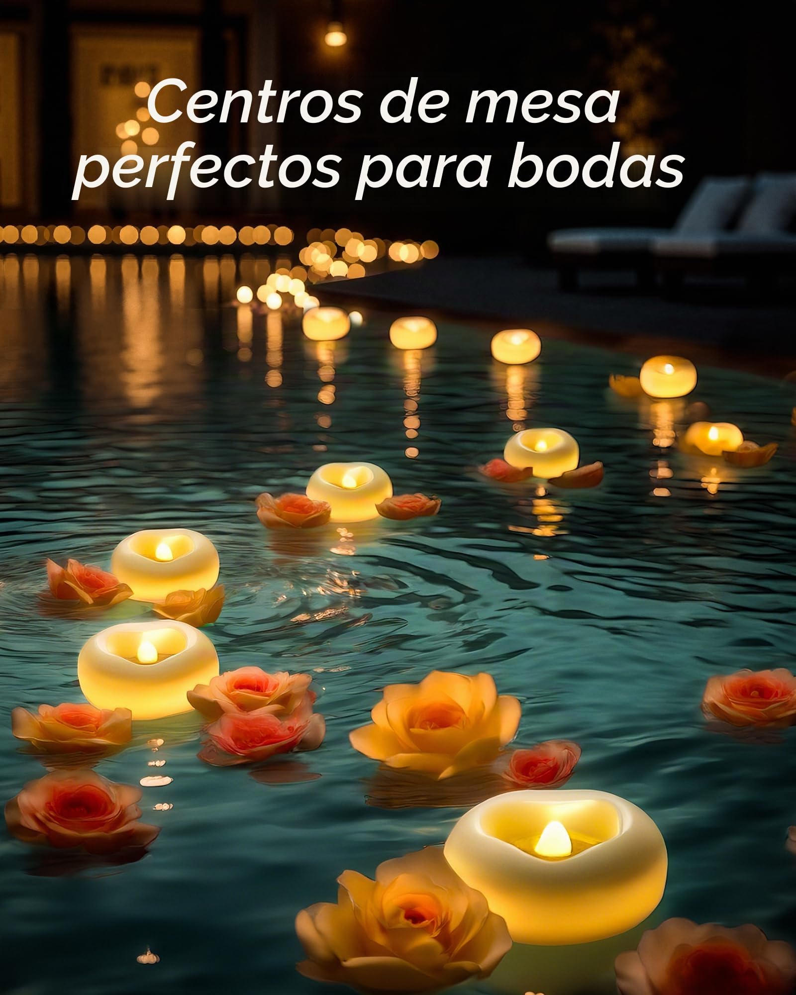 Da by 12 Piezas LED Candelas Flotantes, Activación por Agua, Pila CR2032 Incluida, Sin Flama, Decoración para Fiesta y Hogar