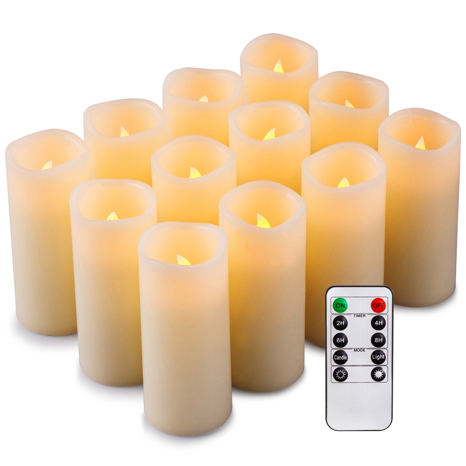 Enpornk Set of 12 Flameless Candles Battery Operated LED Pillar Real