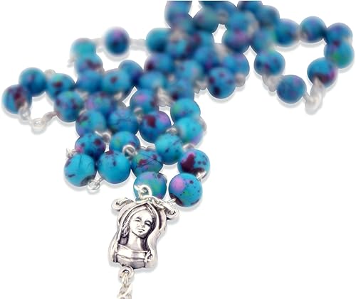 Miniatura 2 de Rosario católico con cuentas de cristal, multicolor