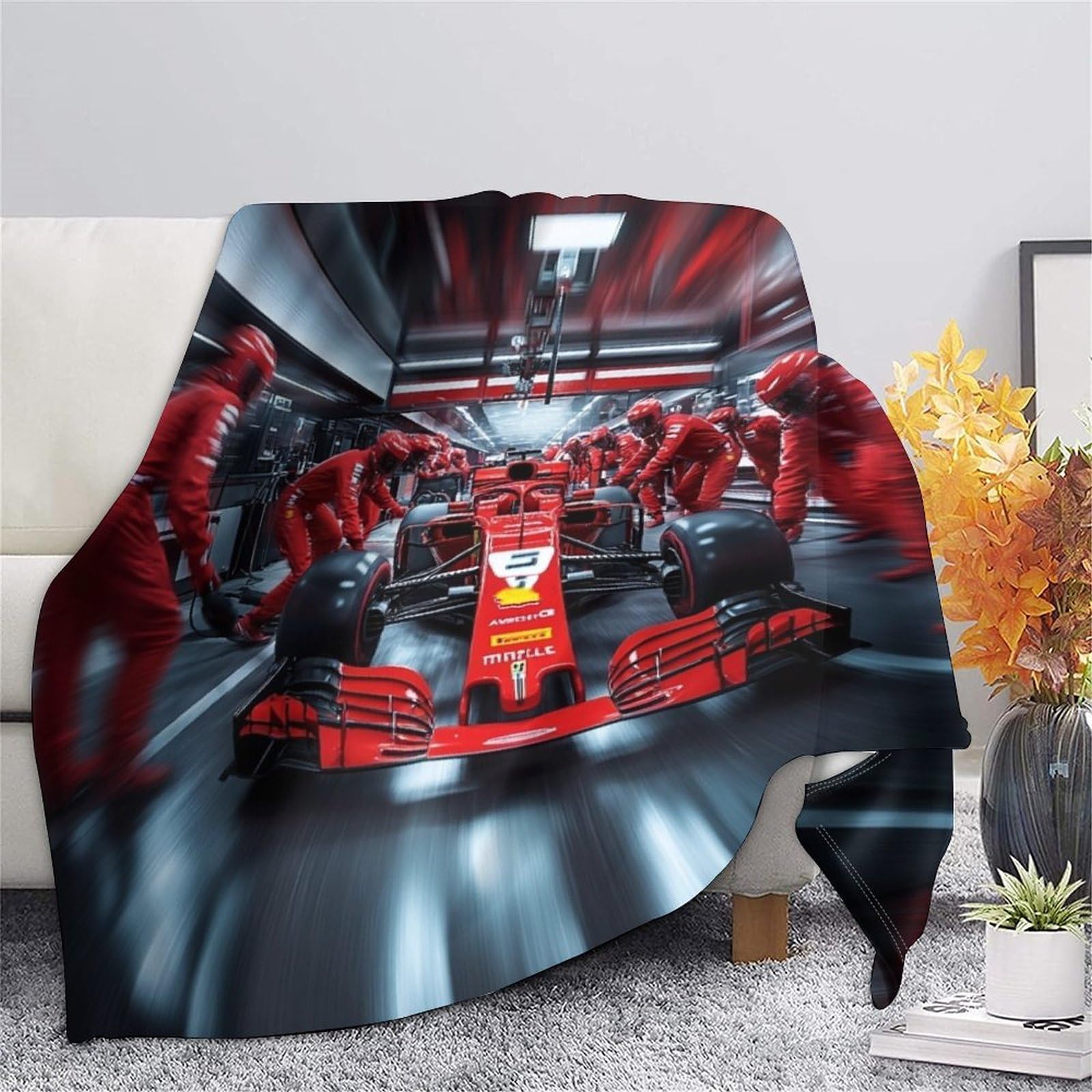 Przytulny koc 3D Touch, 200 x 230 cm, koc polarowy, miękki, ciepły koc wełniany, narzuta na kanapę, koc Pit Stop na sofę, koc dzienny, koc do mieszkania