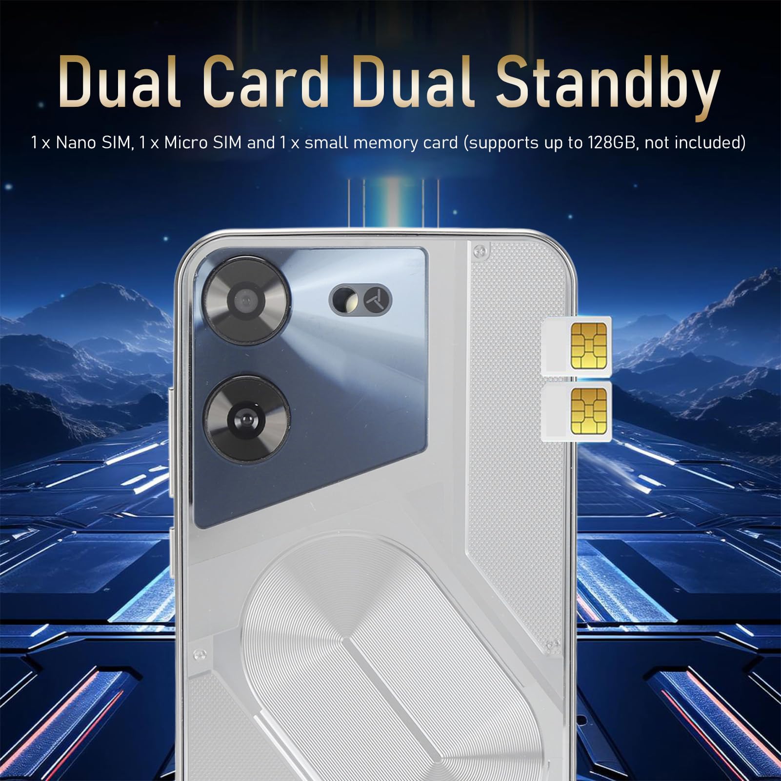 Sxhlseller Smartphone HD Ultrasottile da 6,49 Pollici, 6 GB di RAM, 64 GB di ROM, Telefono Cellulare Dual Standby per gli Utenti (SILVER)
