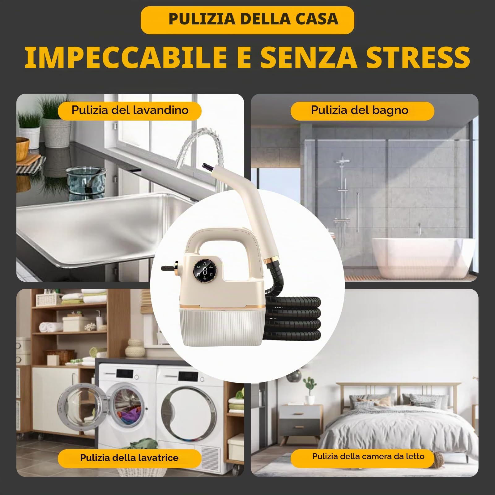 Pulitore a vapore ad alta pressione per cucina e casa, 800 ml (standard europeo)