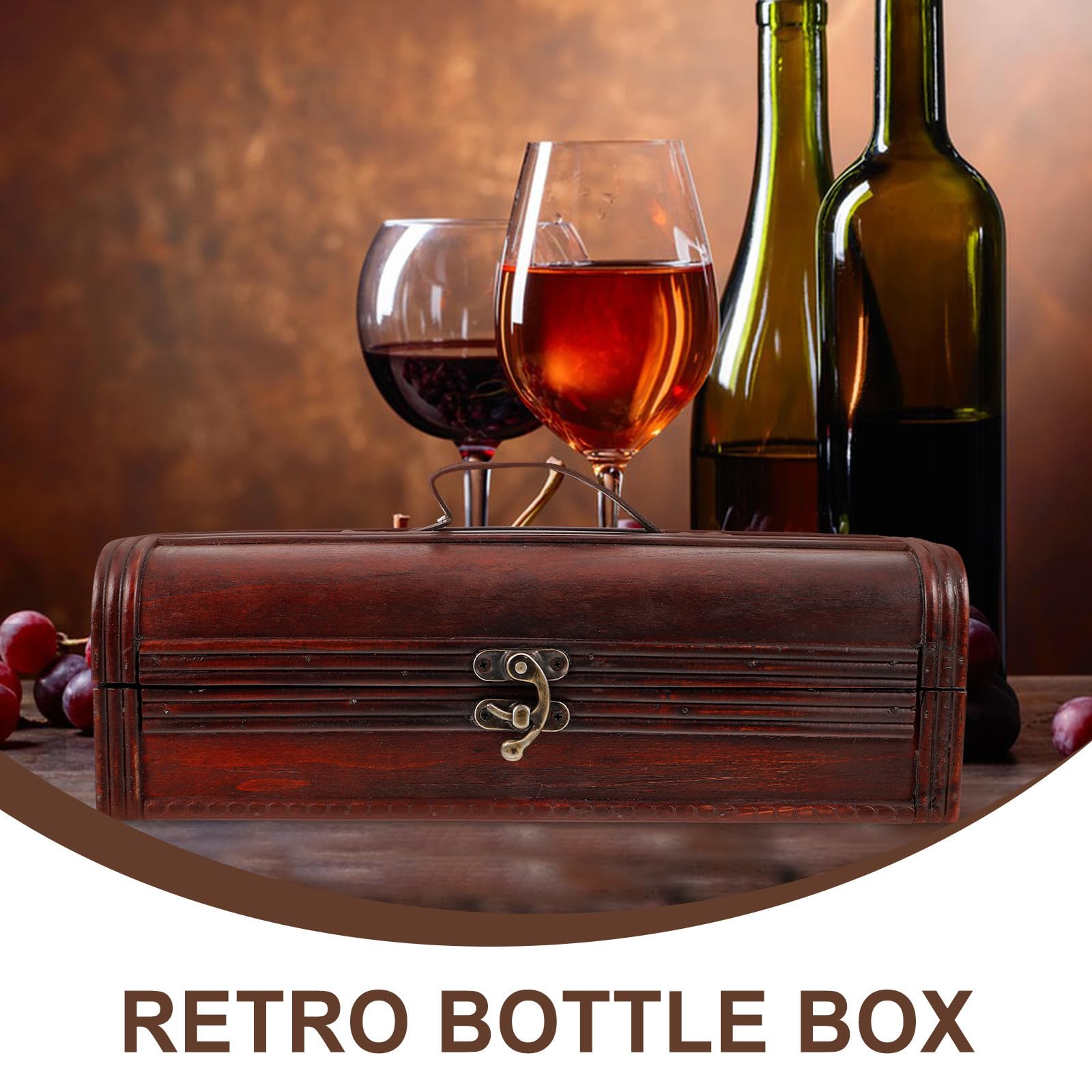PACKOVE Coffret Présent Caisse à Bouteilles Portable et Stable en Bois Marron pour Vin Rouge pour Mariage ou Fiançailles