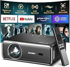 2025 Smart Projector with Dolby Audio ＆ NetfIix Officially, Auto Focus & Keystone, Full HD 1080P 4K Support, 20W Speakers,...