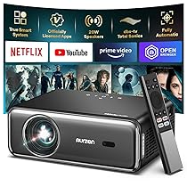 AURZEN EAZZE D1 Pro Proiettore Intelligente con WiFi e Bluetooth, Certificato Netflix Ufficiale, Altoparlanti da 20W, Dolby Audio & dbx-tv Total Sonics, Auto Focus & Keystone, 1080P Nativo per Cinema