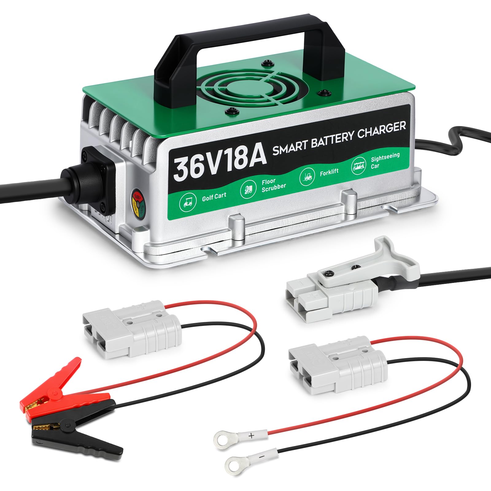 Photo 1 of 36V Forklift Battery Charger with 8 Protections 18AMP 36V Forklift Charger IP67 Waterproof Fully Automatic Smart Trickle Charging with 16ft Cable, for Floor Washers, Sightseeing Cars, Golf Carts
