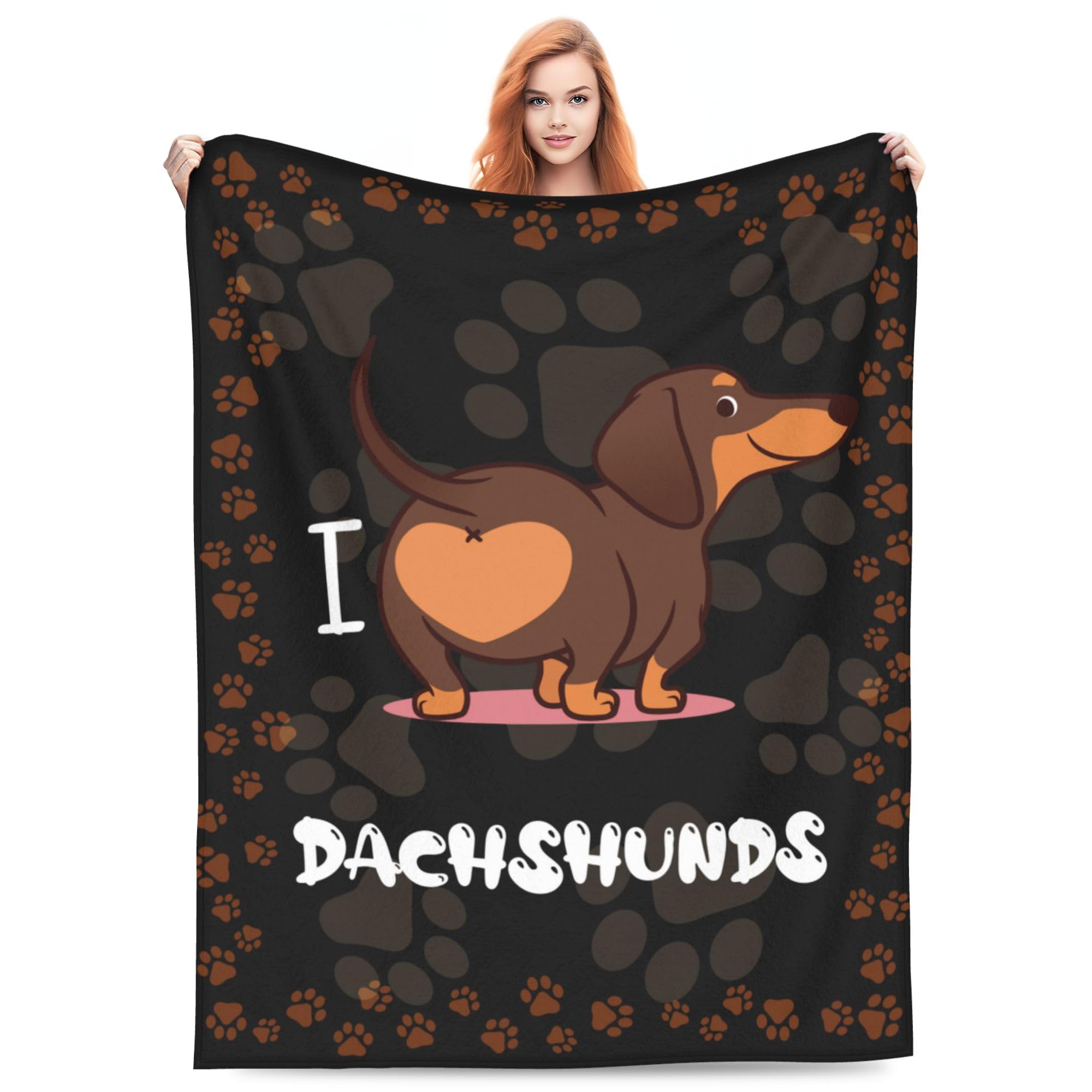 Dachshund Blanket Gift for Kids Adults I Love Dachshunds Soft Warm Lightweight Cozy Throw Blanket for Bed Living Room Sofa Birthday Decor 40 x