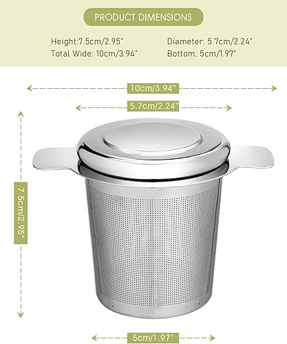 Miniatura 3 de LHS Infusor de té de hojas sueltas, filtro de té, cesta infusora de acero inoxidable, colador de té de malla extra fina para té suelto, asas dobles