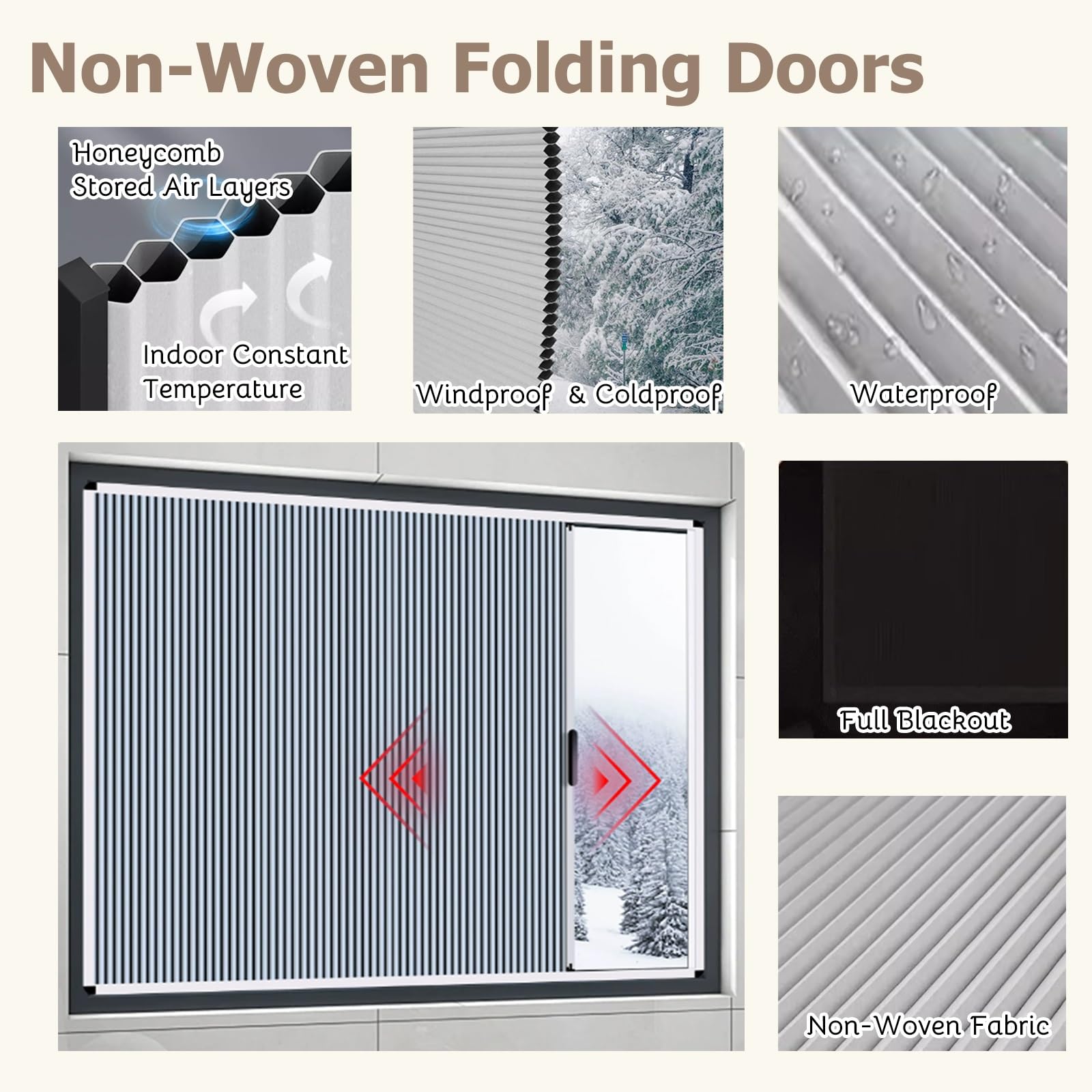 puerta plegable acordeon Puertas Concertina De Panal Internas 100 110 120 130 CM H, Puerta Corredera Plegable Invisible Divisor De Ambientes Para Dormitorios/Baños/Armarios(A,80x120cm)