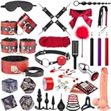 Sex Toys BDSM Restraints Dildo, 36Pcs Kit Bondage Gear and Accessories for Adult Women and Couples (Red)