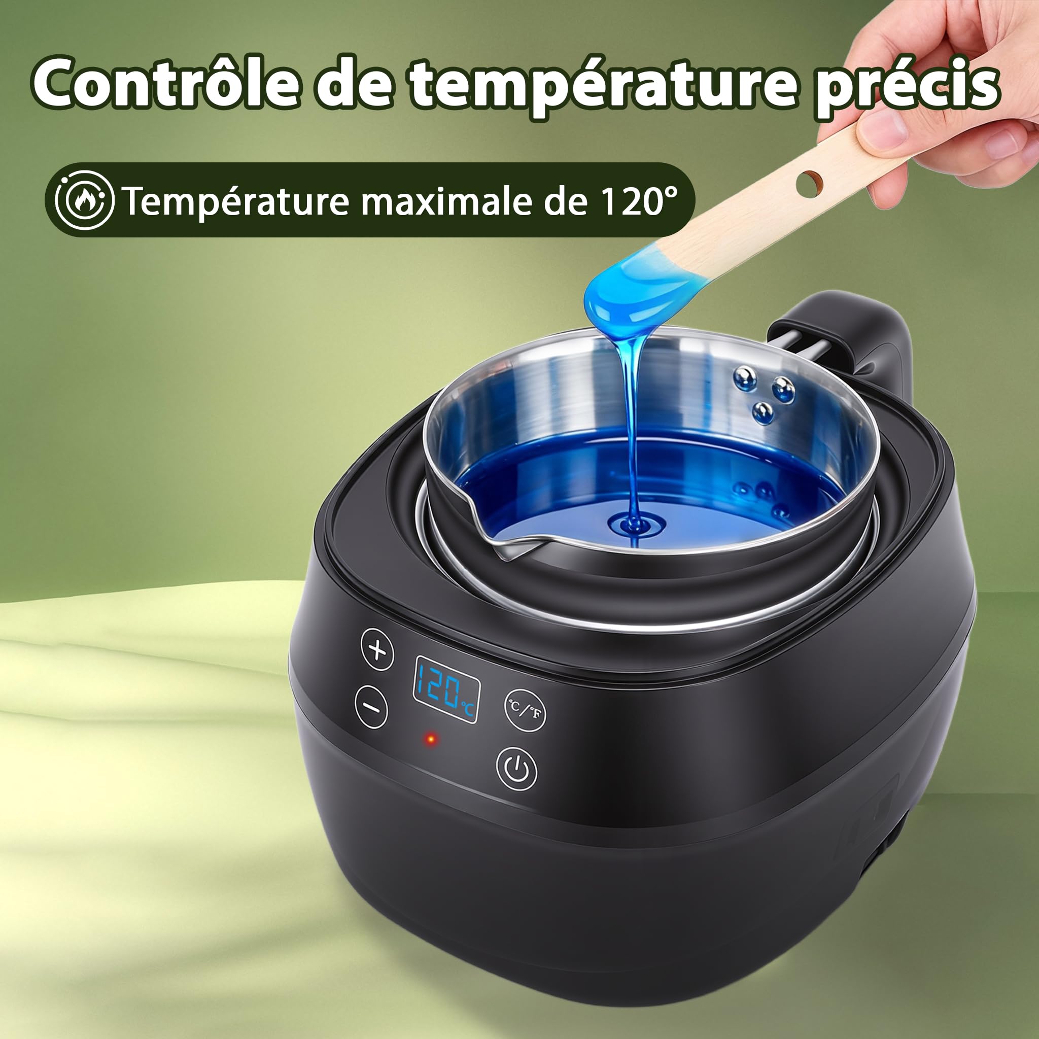 Fondeur de Cire Bougie Électrique 1L 150 W, Kit Fabrication Bougie Fondoir Cire Bougie avec Affichage de la Température, Mèches, Dispositif de Centrage et Cuillère Mélangeuse
