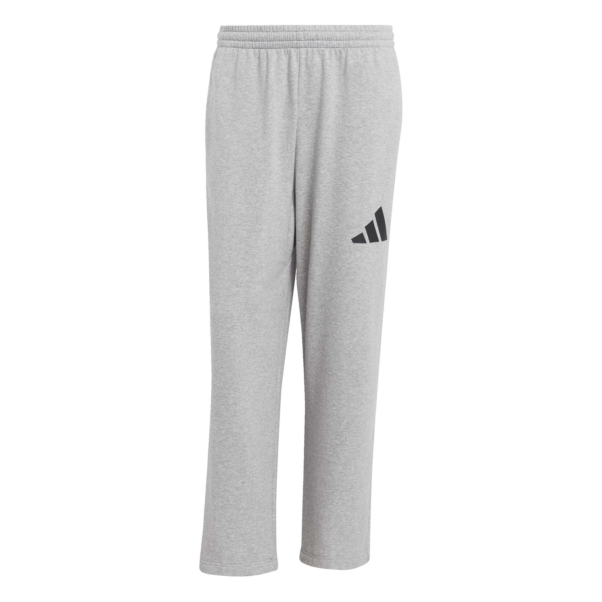 adidas Men's Essentials Wide Leg Three BAR Pant, Medium Grey Heather/Black, XXL