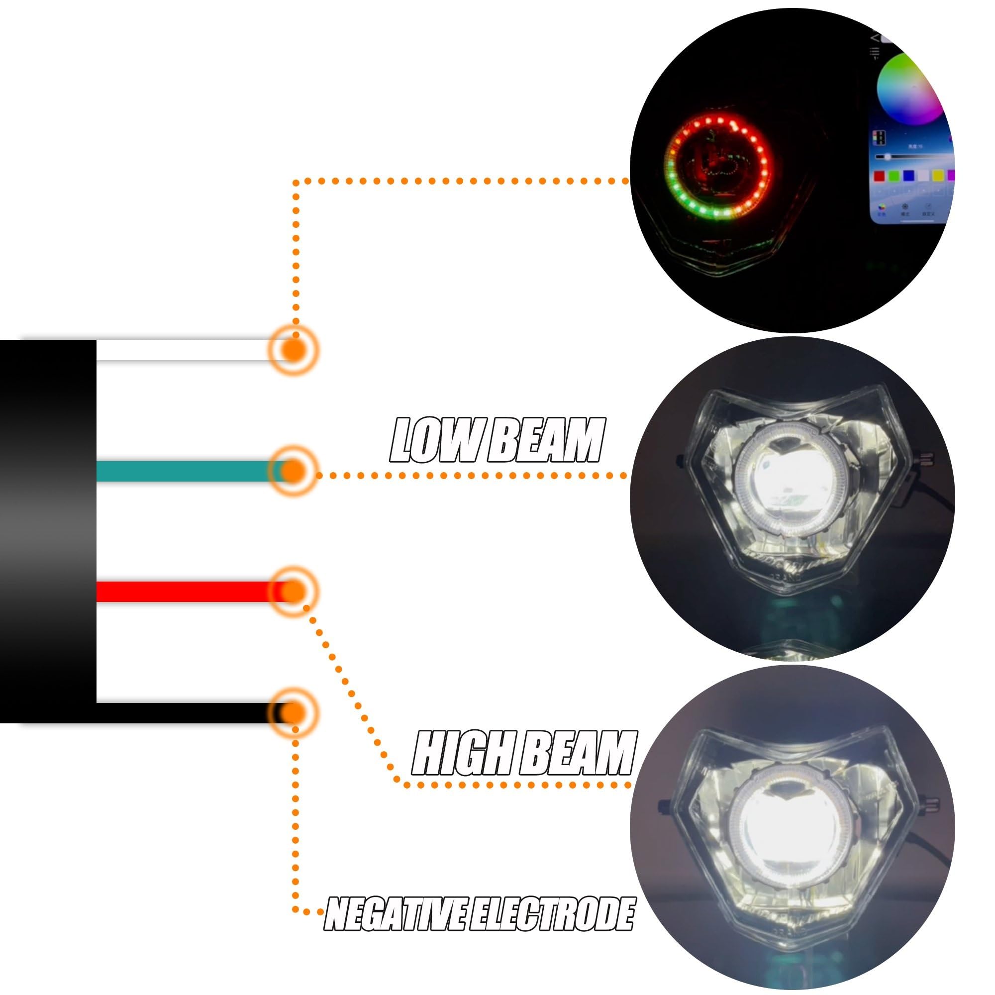 Faros Motocicleta para Faros Motocicleta para Sherco LED Antiniebla | Para faros de motocicleta Para Sherco aplicación LED Ojos de Ángel de apertura controlada por Bluetooth