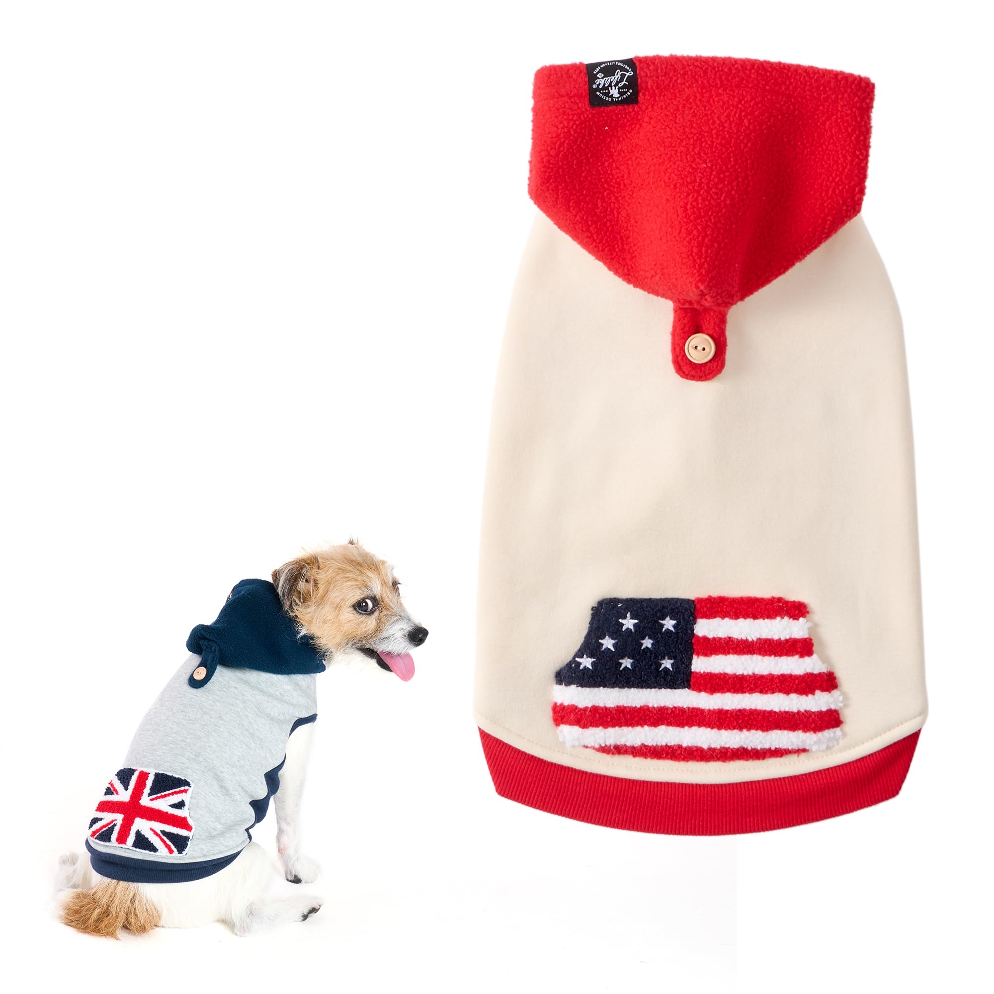 Amazon | 【LIFELIKE公式】フラッグポケフーディー 犬 服 フラッグ柄 