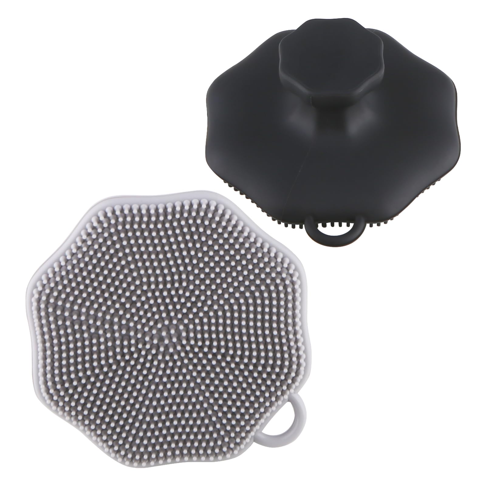 2PCS Silicone Face Scrubber, Face Brush Lymphatic Drainage for Women & Men, Body Scrubber Suitable for Sensitive/Delicate/Dry Skin (Black + Grey)