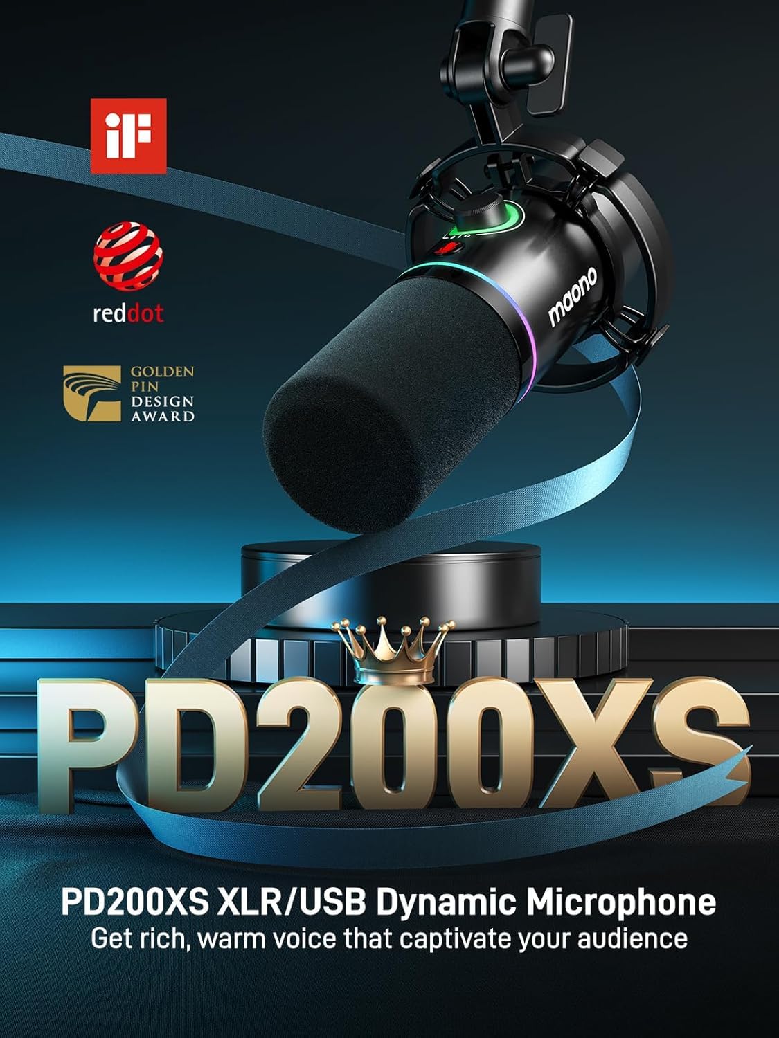 MAONO Kit Streaming Gaming: Interface Audio Mixeur et Microphone Dynamique XLR avec RGB et Réduction de Bruit – MaonoCaster PD200XS & G1 NEO