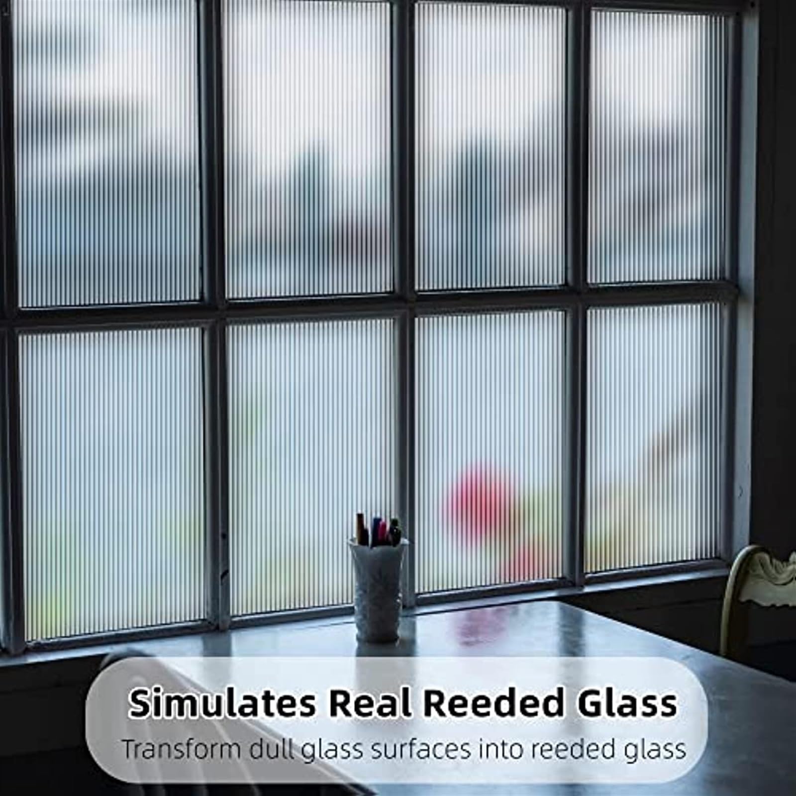 Película para Ventanas de Vidrio Película Decorativa de Vinilo Esmerilado privacidad Vidrio Ventana, calcomanía 3D baño Sala Estar sin Adhesivo(45x500cm)