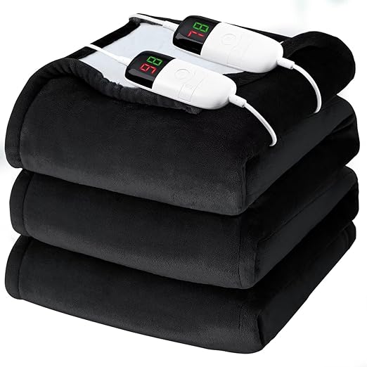Heated Electric Blanket Queen Size - 84" x 90" Heating Blanket with Dual Control, 10 Levels & 8 Hours Auto Off, Soft Warm Flannel Gift with Over-Heat Protection, ETL & FCC Certified