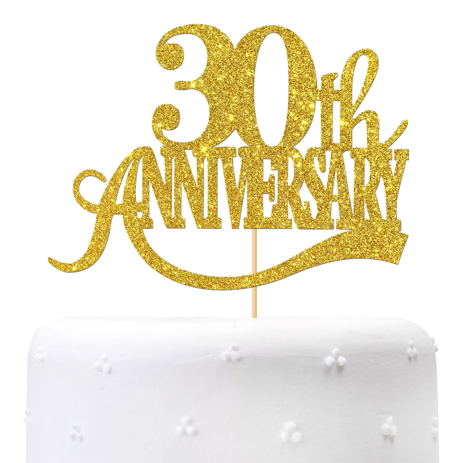 Gold Glitter 30th Anniversary Cake Topper - for Happy 30th Wedding Anniversary/Thirty Birthday Party/Cheers to 30 Years Party DecorationsGold Glitter 30th Anniversary Cake Topper…
