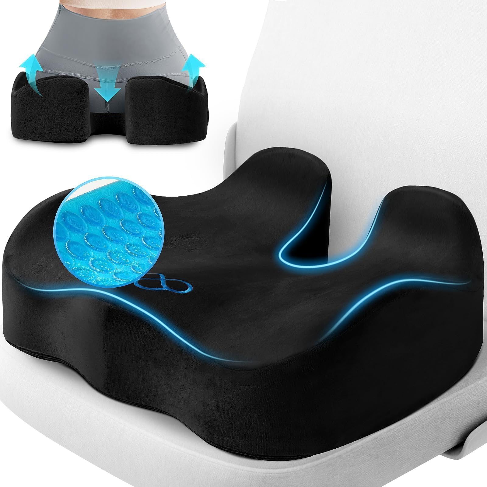 CushyOasis Cuscino per Seduta Ergonomico, Nero