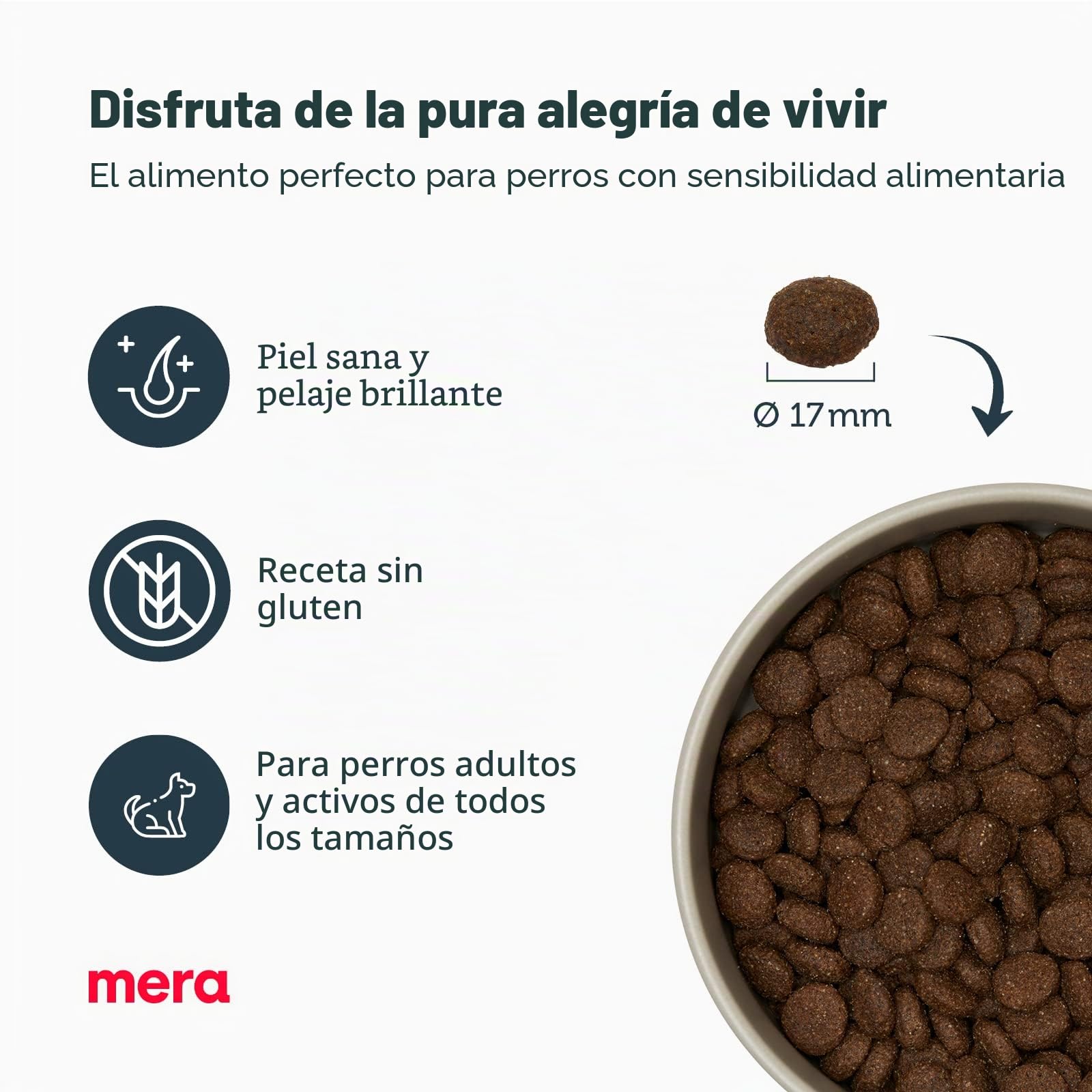 MERA Pure Sensitive - Comida para Perros Adultos de Cordero y arroz - Alimento seco para la Dieta Diaria