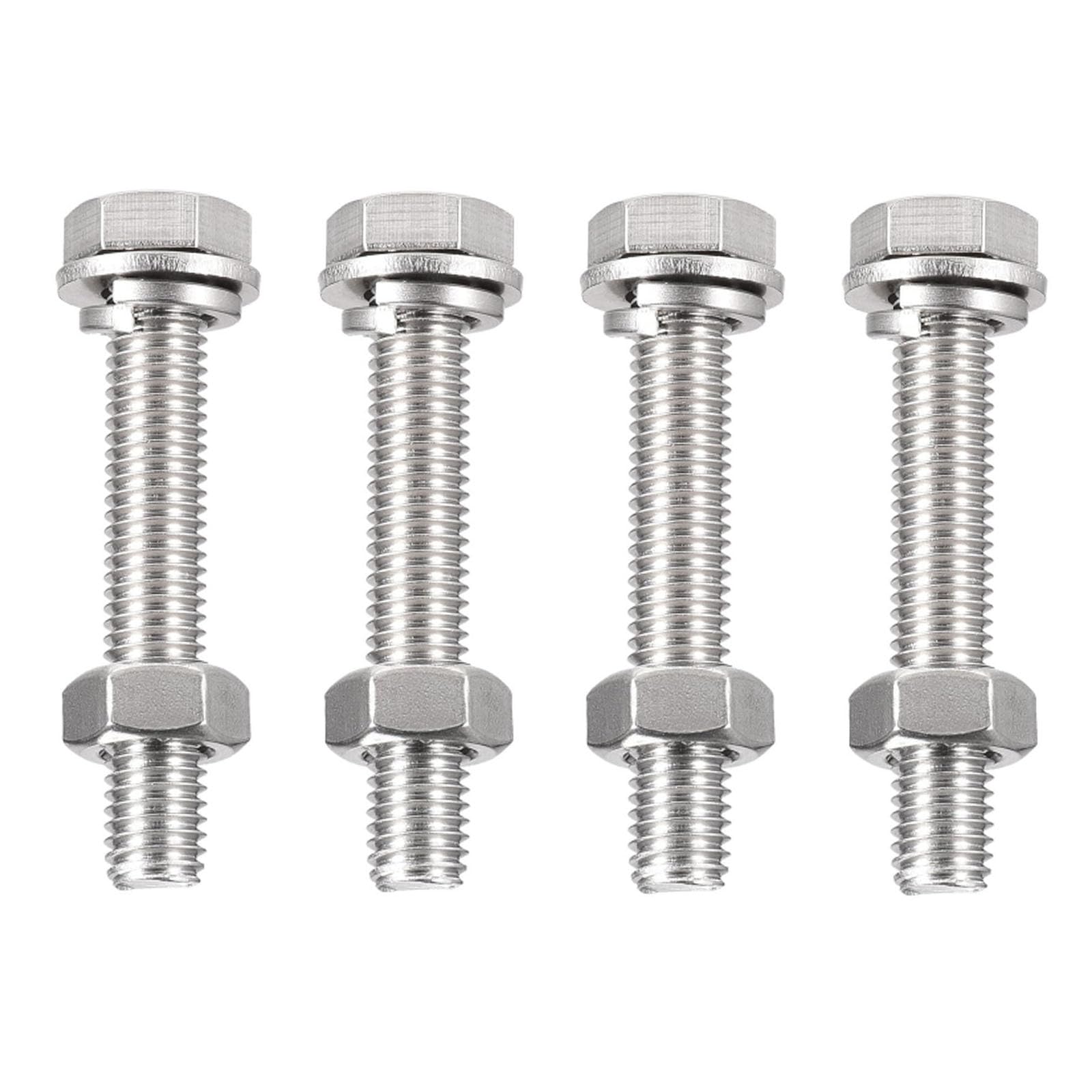 TA-VIGOR 4Pcs M10 x 60mm Hex Head Screws Bolts, Nuts, Flat & Lock Washers Kits, Fully Thread Hexagon Bolts