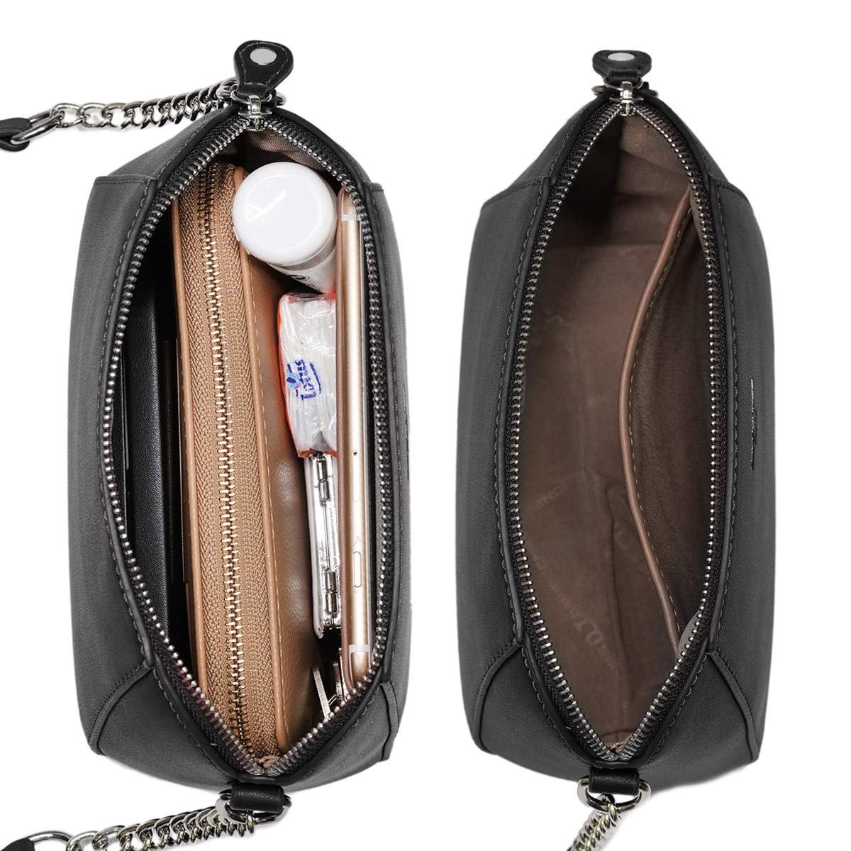 David Jones - Pequeño Bolso Bandolera Mujer - Bolsos de Hombro Cruzados Cadena Cuero PU - Mensajero Clutch Embrague Noche - Messenger Crossbody Bag - Pochette Piel Cremallera Elegante