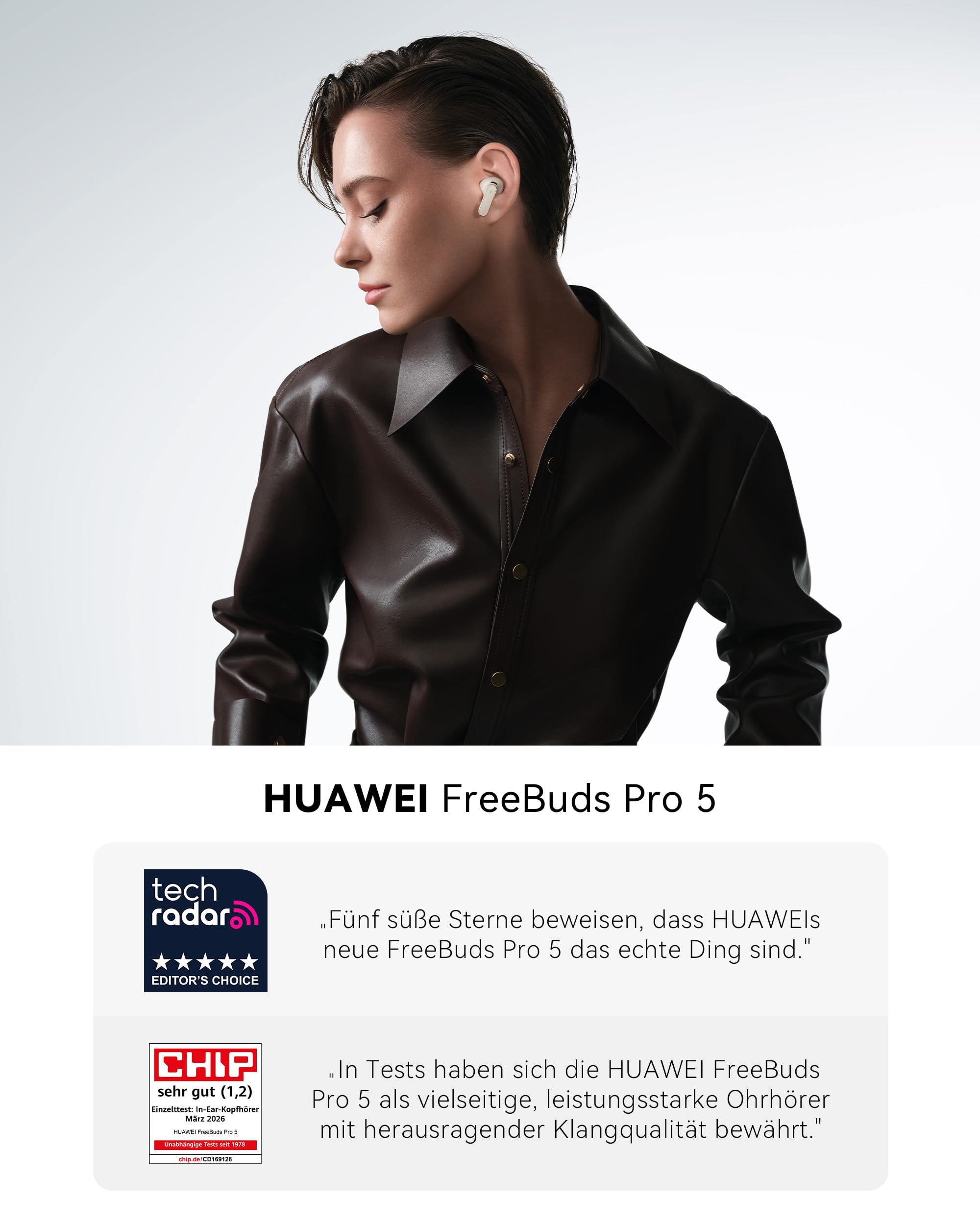 HUAWEI FreeBuds Pro 5 Kabellos Bluetooth Kopfhörer, Schwarz | In Ear Kopfhörer mit KI-Geräuschunterdrückung für Business & Büro, stabile Anrufe, IP57, für Sport, Bis zu 38 Stunden Akku