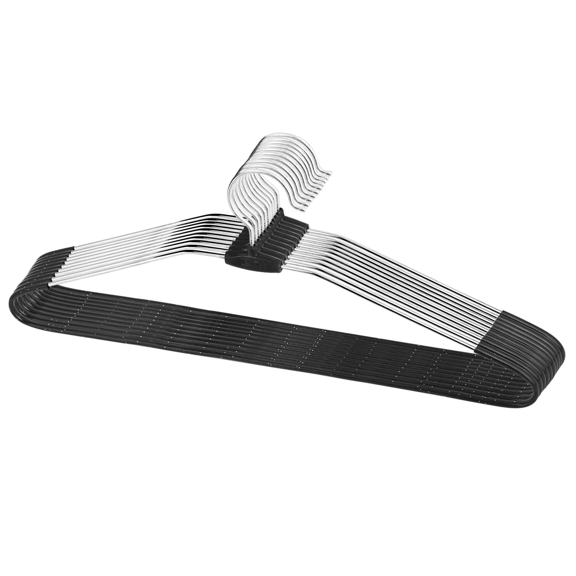 ROLLYWARE™ Premium Steel Cloth Hanger India's First Rotational Unique Design Premium Stainless Steel Hanger with Lower Band Lock - Wardrobe, Sarees, Pants, Scarfs & Other Clothes (Black Pack of 20)