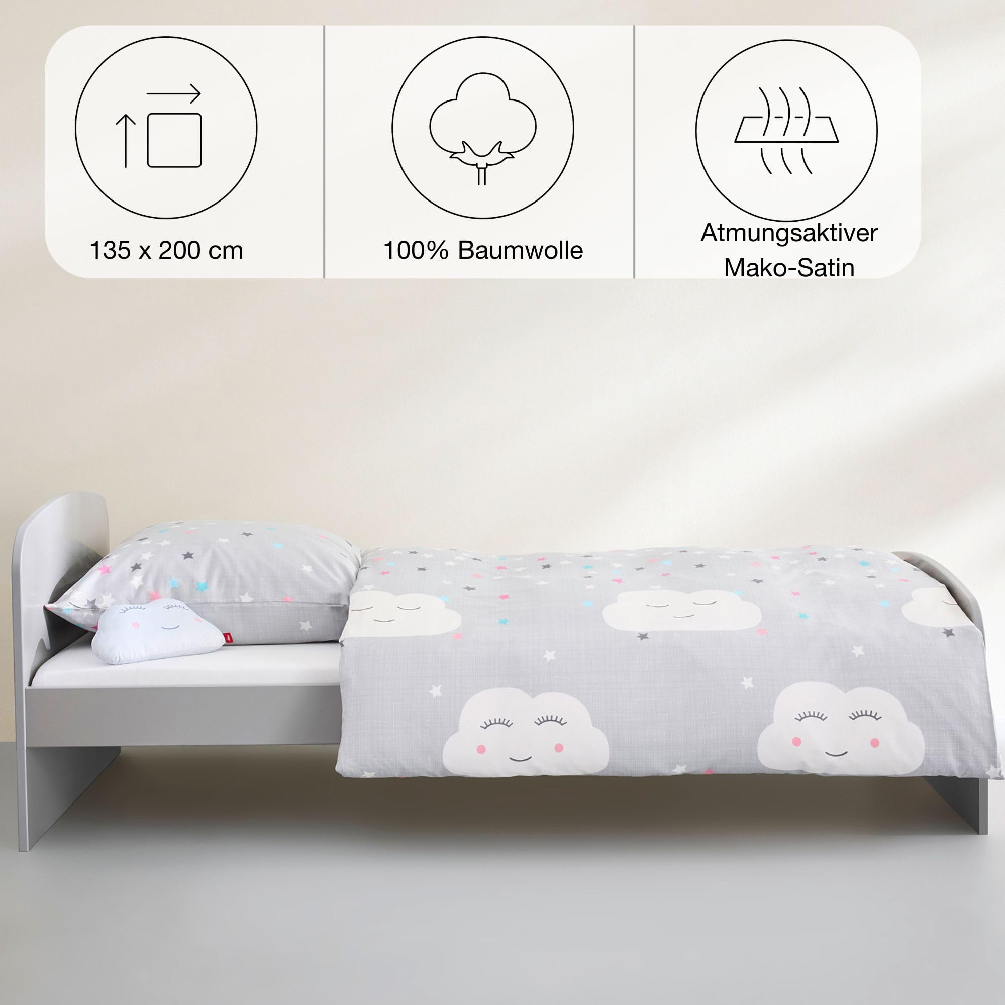 Biancheria Da Letto Per Bambini S.Oliver - Set Zoo Animali 135x200 Cm + Cuscino 80x80 | 100% Cotone - Foto 10