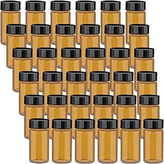 Csfglassbottles 36 Pack 20mL Brown Glass Vials With Black Ridded Cap Dark Amber Glass Bottles sample bottles for Essential Oils Liquids - Leakproof Travel Bottles