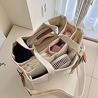 Vista 4 de Bolsa de lona con múltiples bolsillos para mujer, bolsa cruzada duradera de gran capacidad, bolsa de hombro práctica casual con compartimentos