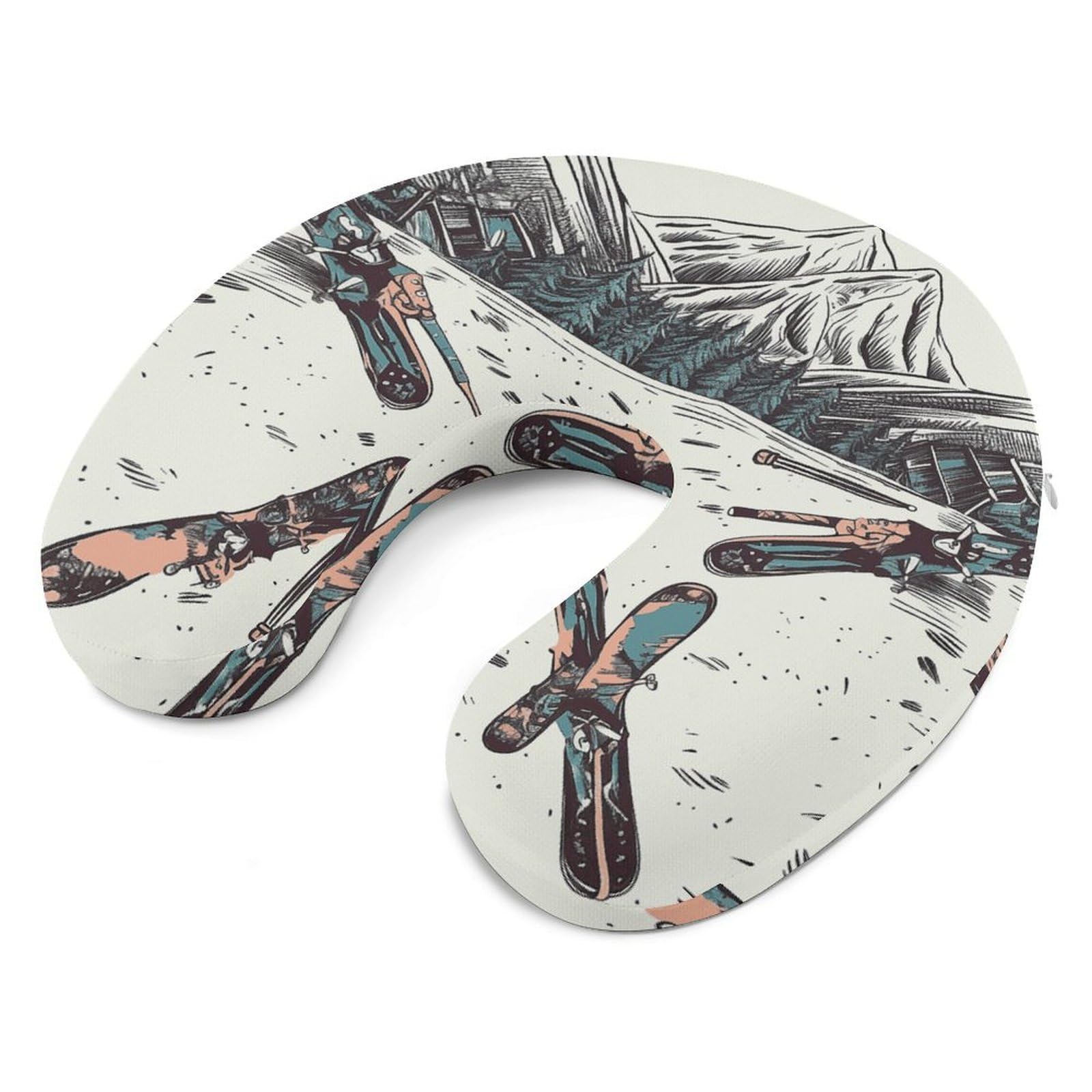 Juego de almohada en forma de U, núcleo de almohada de espuma viscoelástica, cojín, proporciona apoyo para el cuello, almohada de viaje, adecuada para aviones, coches, hogares y oficinas.
