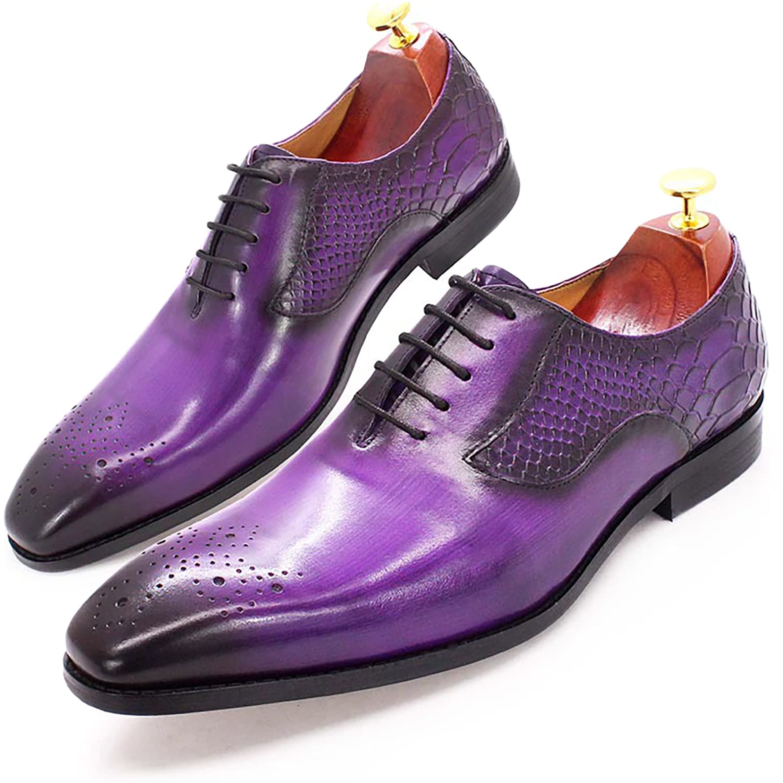 Amazon.com: QAXZESA Mens Formal Dress Leather Lace-up Brogues Work Uniform  Oxfords Wedding Party Derbys Breathable,Purple-44 : Clothing, Shoes &  Jewelry