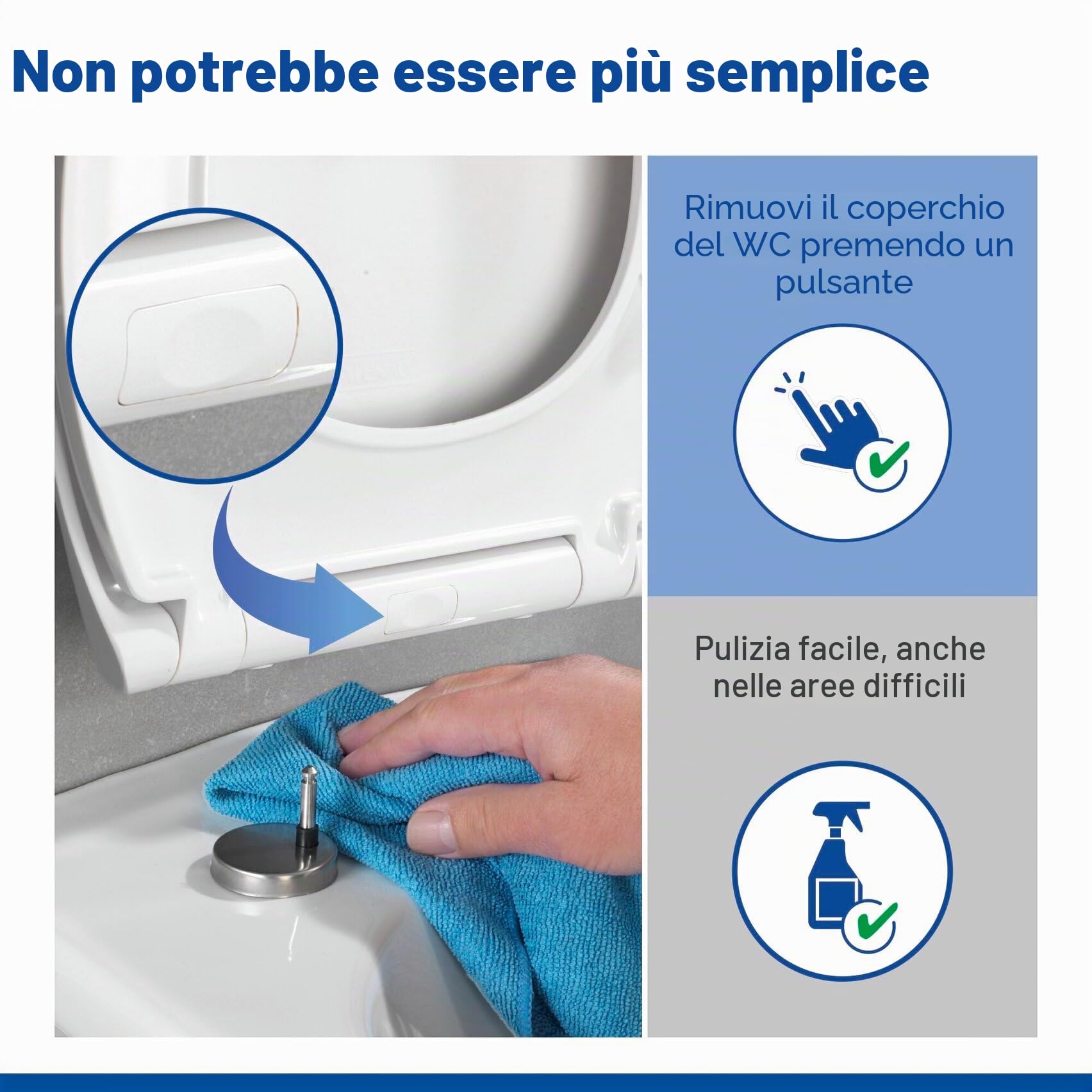 WENKO Sedile WC Rieti - Sedile WC con chiusura automatica ammortizzata, 350 KG portata, Termoindurente, 37 x 44.5 cm, Bianco