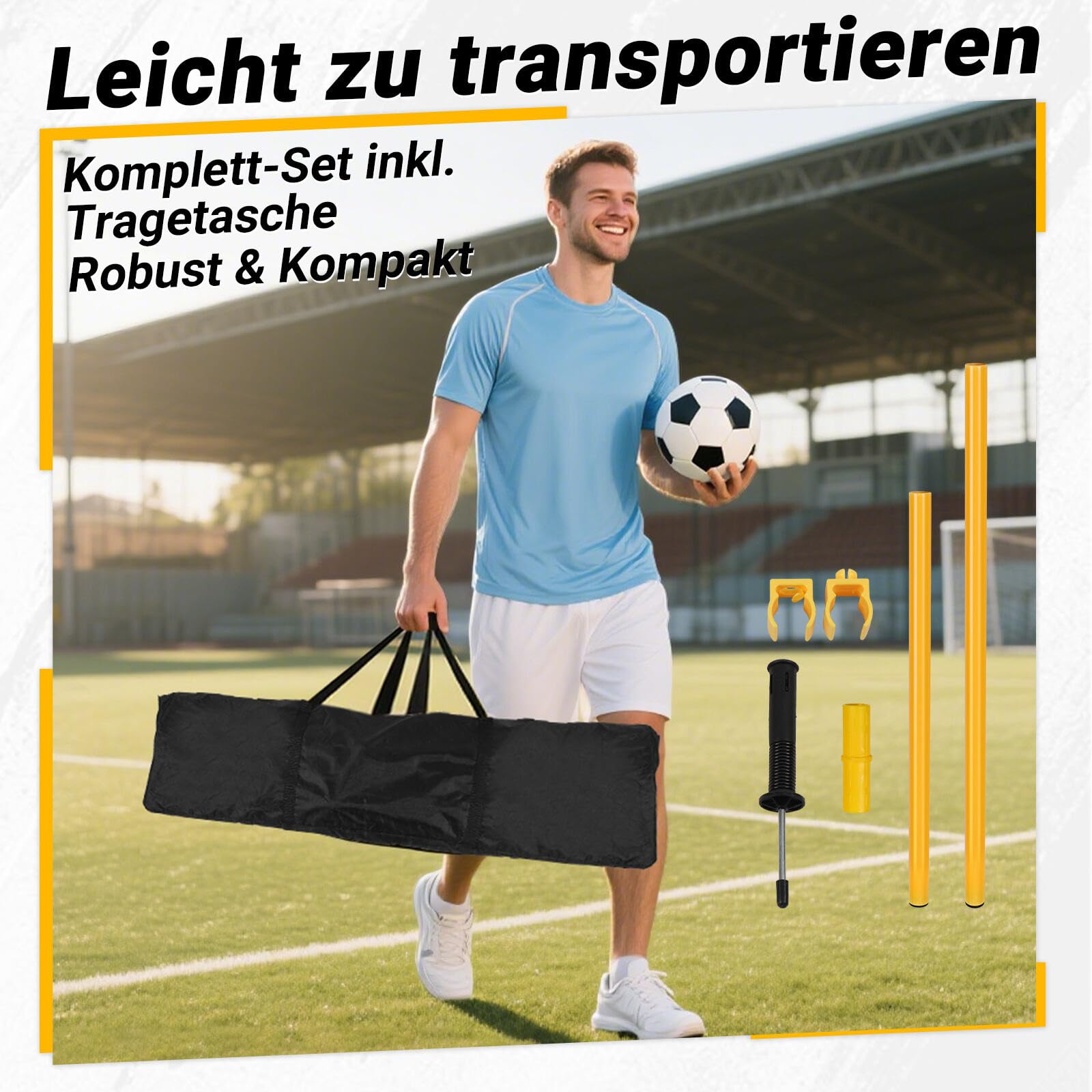 Slalomstangen Fussball Set, Slalom Stangen mit Feder, Slalom Poles 6, Sprunghafte Agilität Stangen, Fussball trainingszubehör für Koordinationstraining, Hundesport