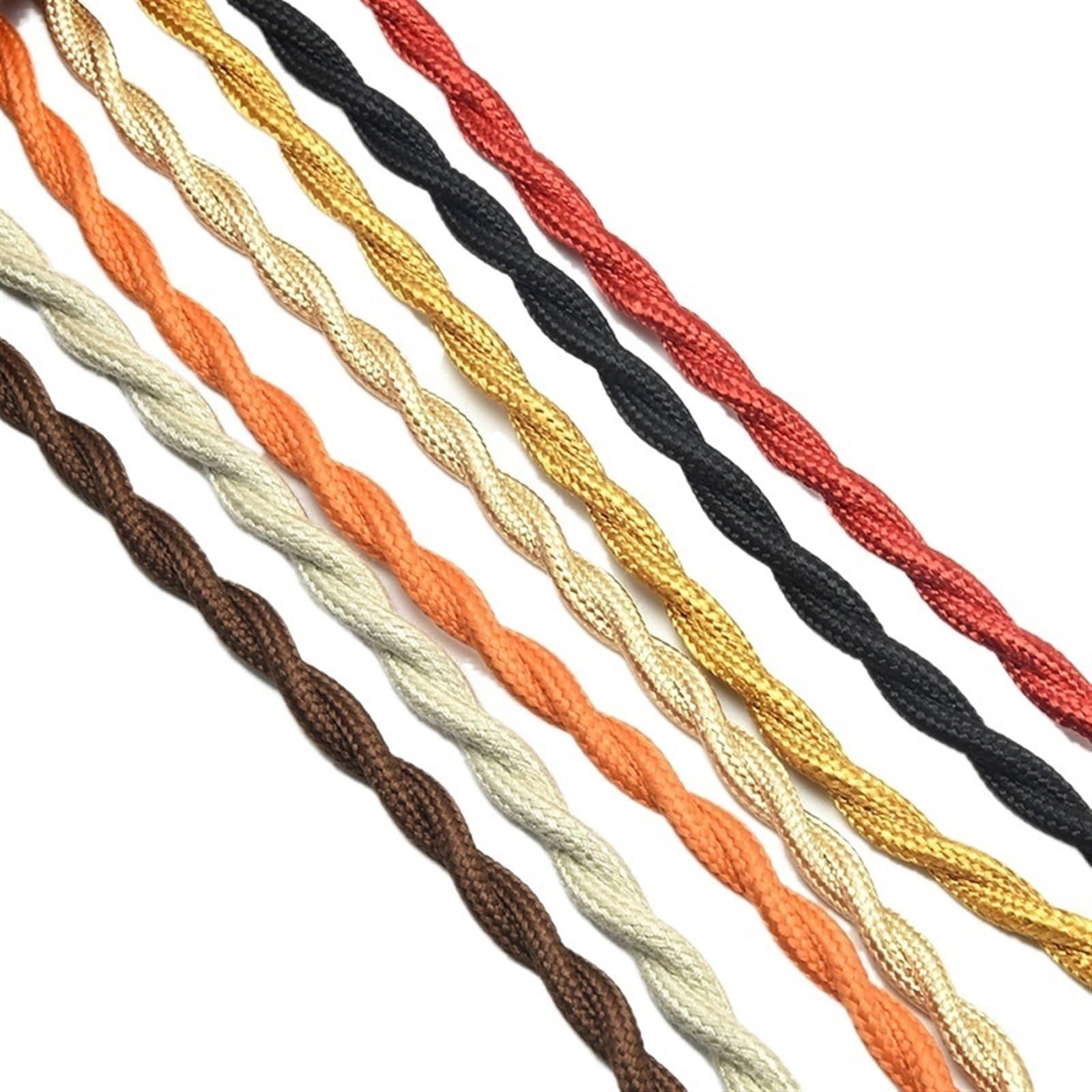 filo tessile intrecciato, Cavo di alimentazione intrecciato lampada quadrato da 0,75 mm², 2(Linen color,20Meter)
