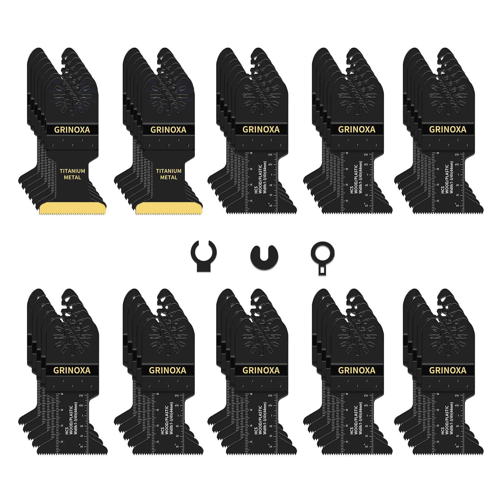 55PCS Multi Tool Blades Kits, Professional Universal Oscillating Tool Blades for Wood Plastic Metal, Quick Release Oscillating Saw Blades Fit Dewalt Ryobi Milwaukee Rockwell Fein