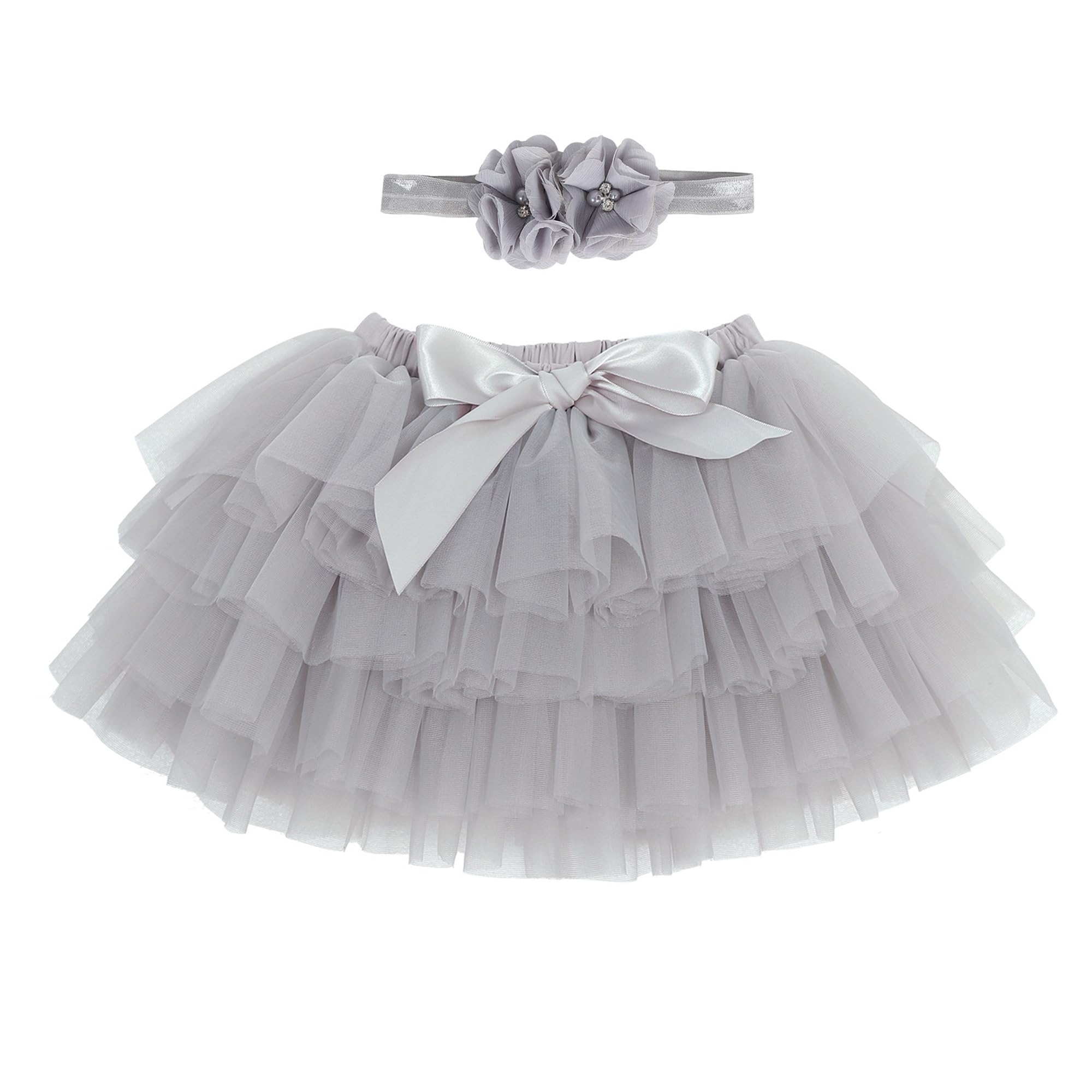 ANIMQUE Bebé Niñas Pequeñas Niñas Tutu Falda Princesa Mini Falda Tulle Súper Suave Ballet Falda de Cintura Elástica con Funda de Pañal + Diadema